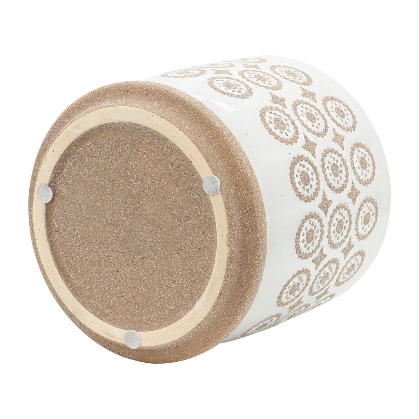 S/2 5/6" Circles Planter W/ Saucer, Beige