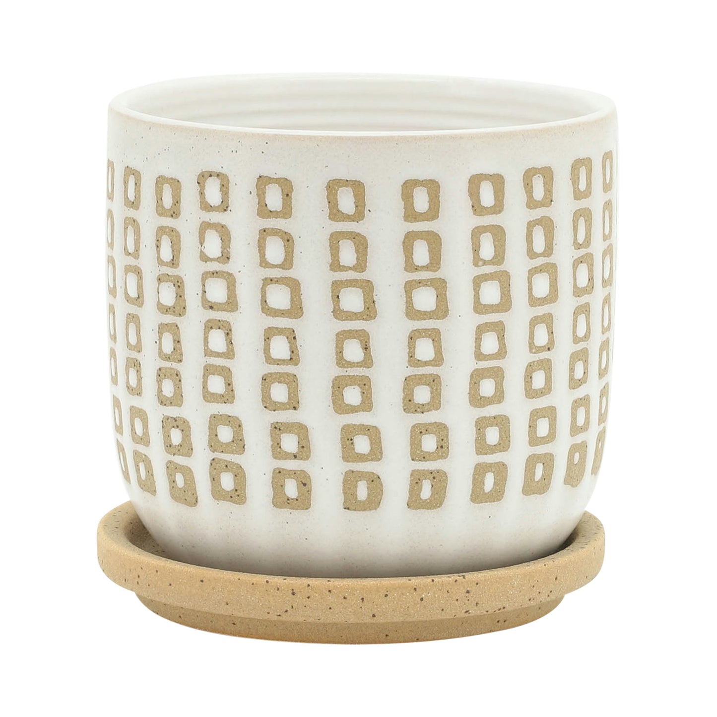 Cer S/2 5/6" Planter W/ Saucer,sand