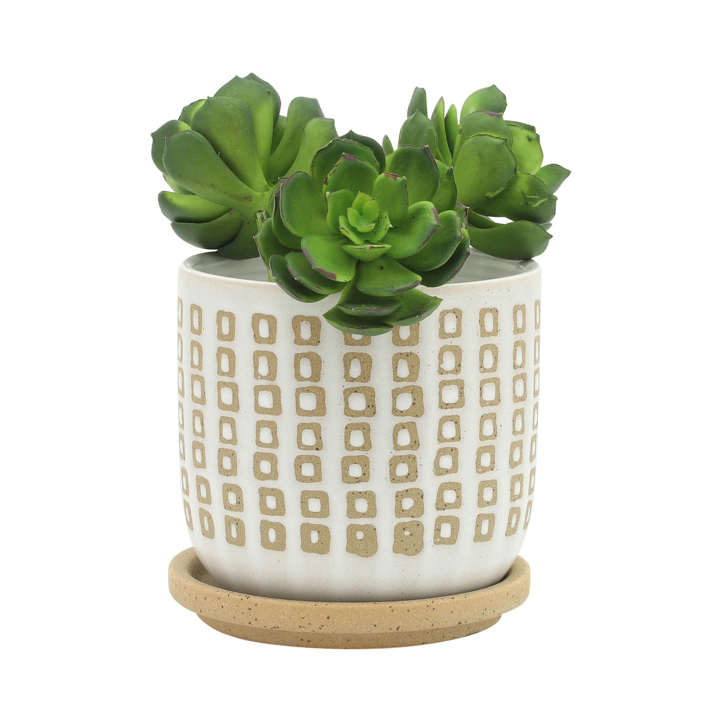 Cer S/2 5/6" Planter W/ Saucer,sand
