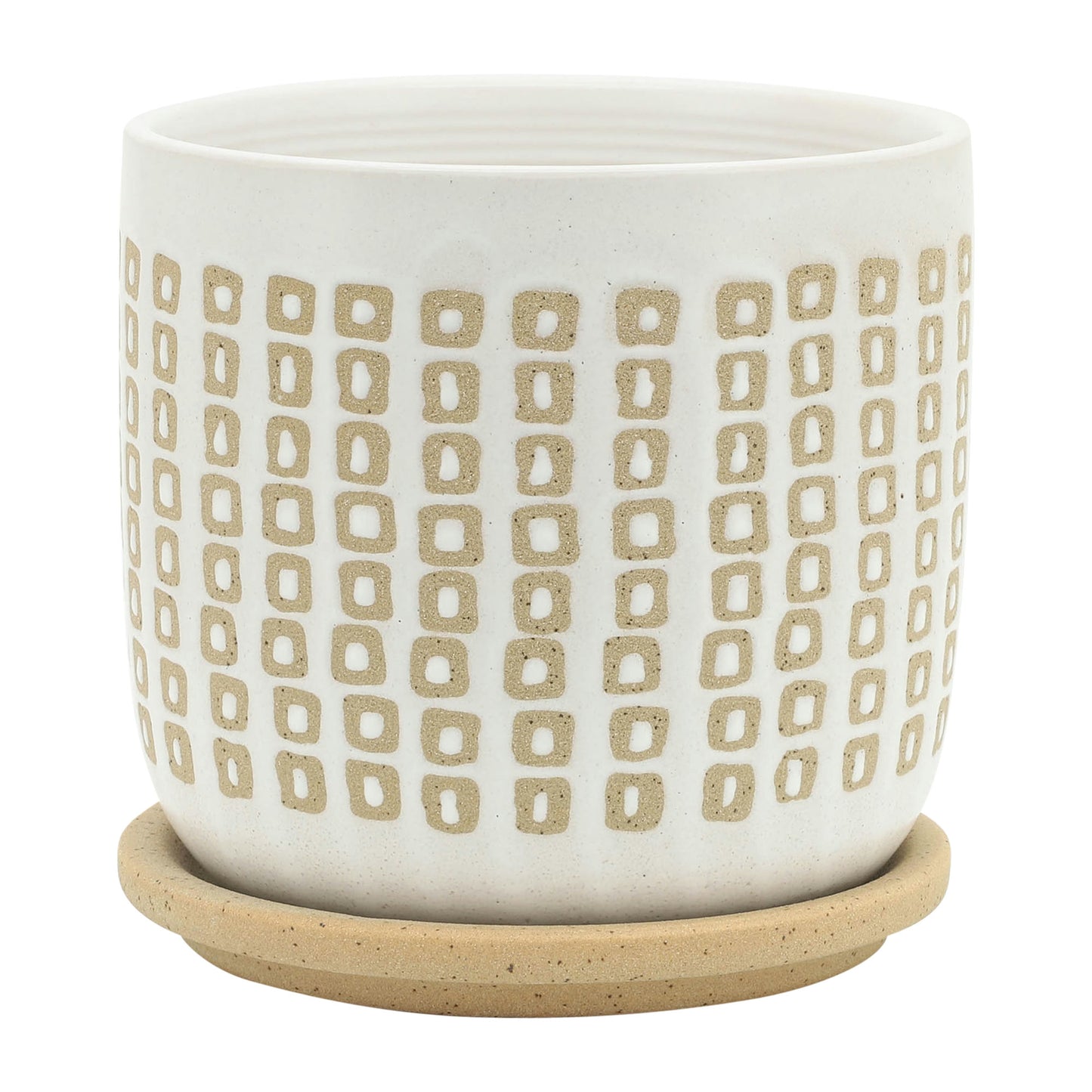 Cer S/2 5/6" Planter W/ Saucer,sand