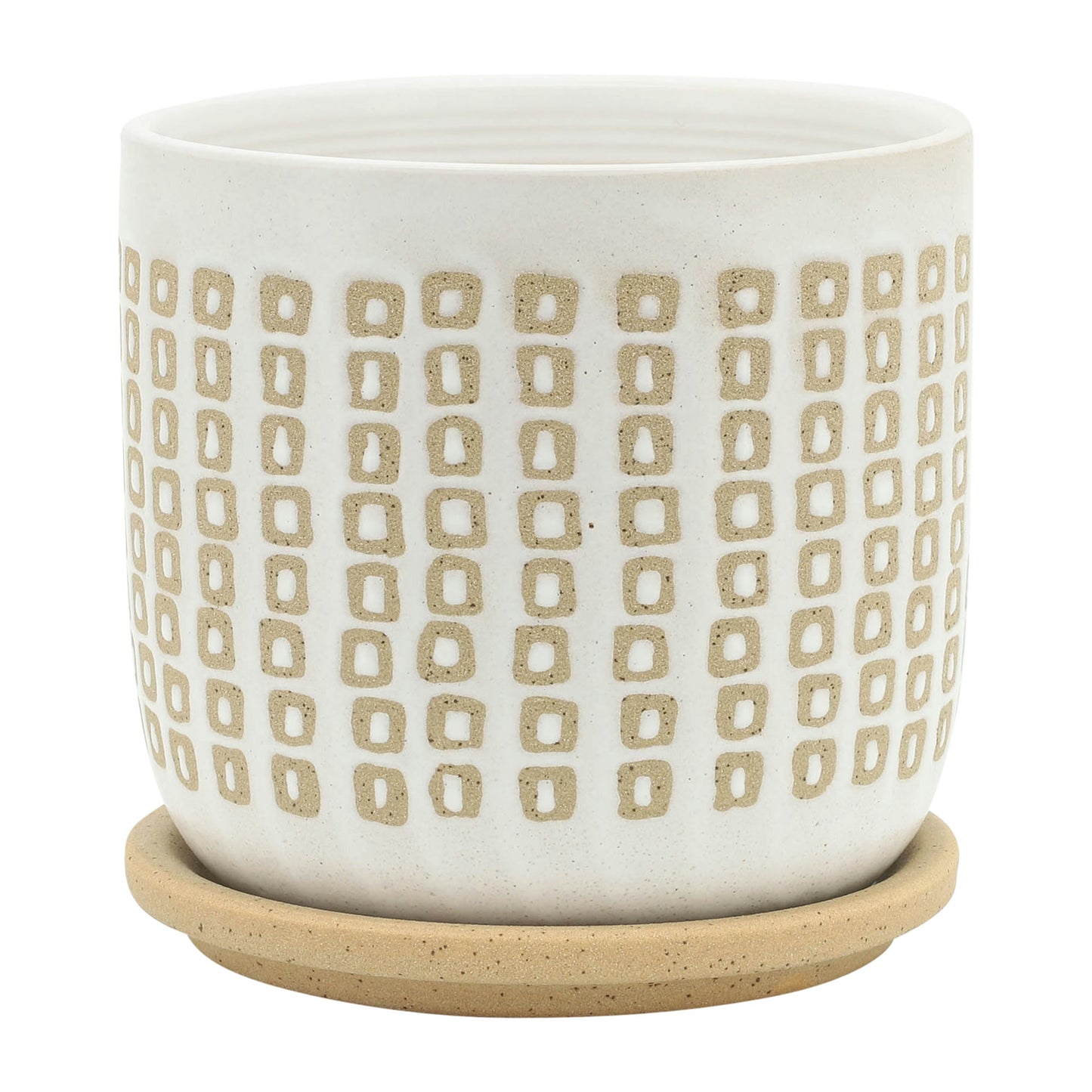 Cer S/2 5/6" Planter W/ Saucer,sand