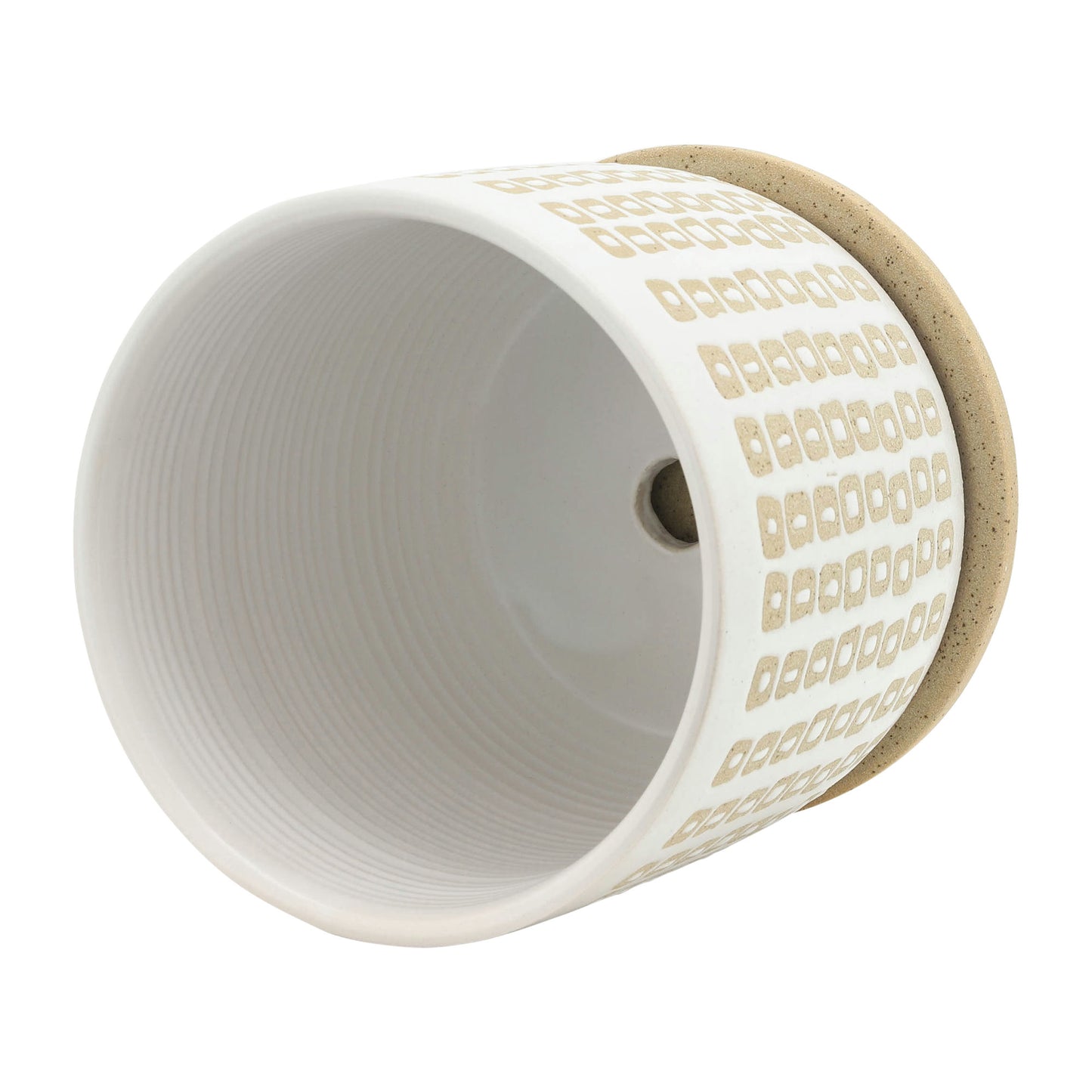 Cer S/2 5/6" Planter W/ Saucer,sand