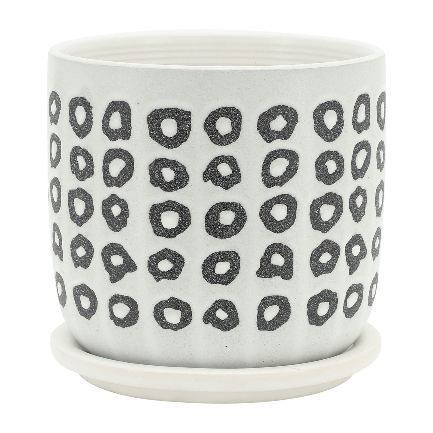 S/2 5/6" Aztec Planter W/ Saucer, Black