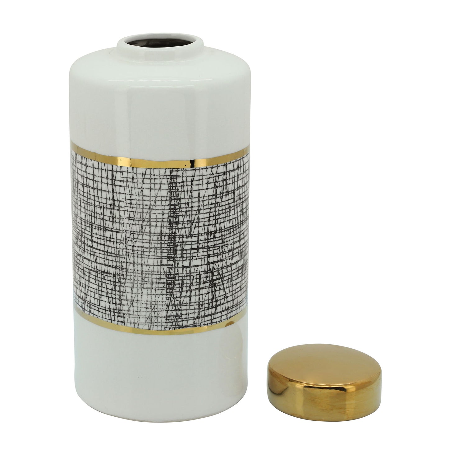 13" Jar With Lid, Gold