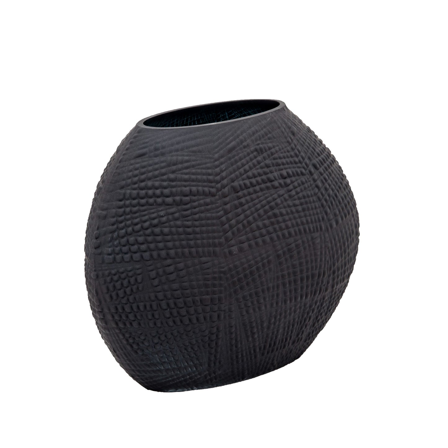 Glass 8"h Textured Vase, Black
