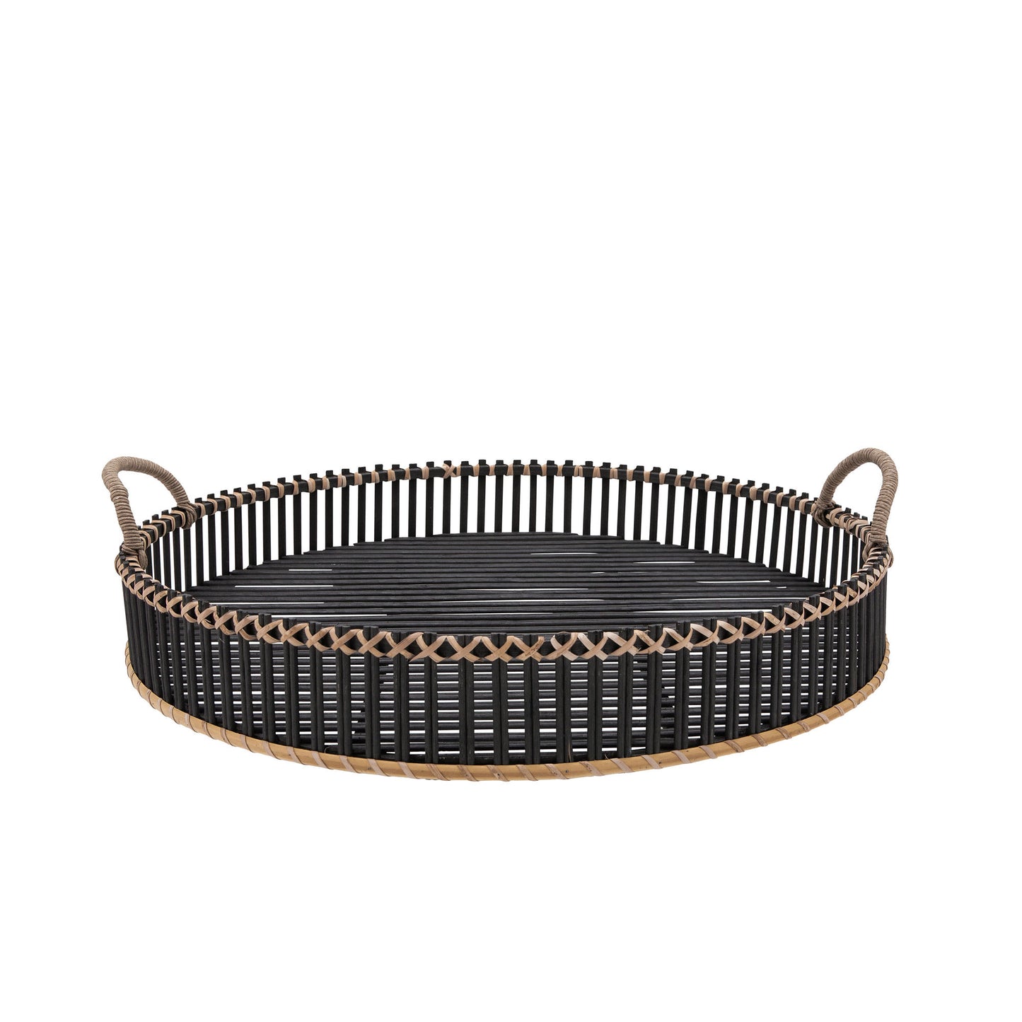 S/2 Bamboo 24/30" Round Trays, Black
