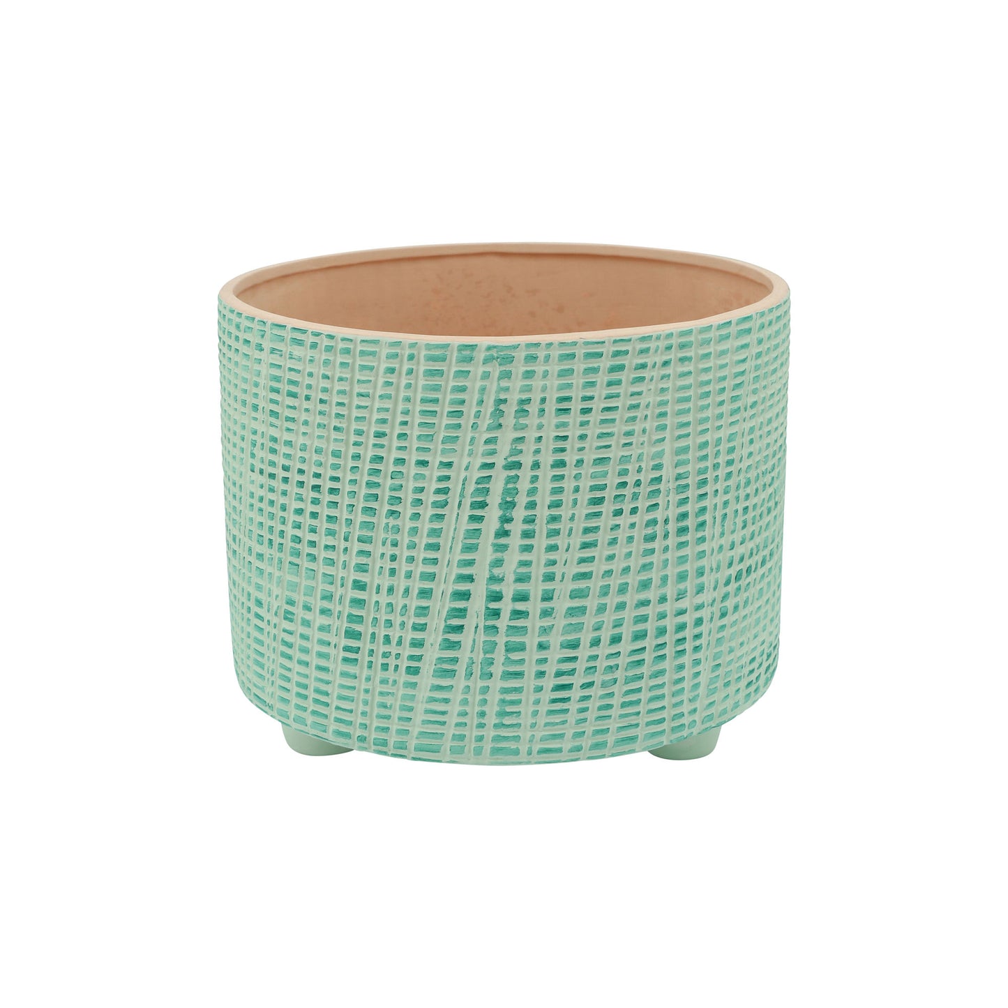 S/2 10/12" Checkered Footed Planter, Green