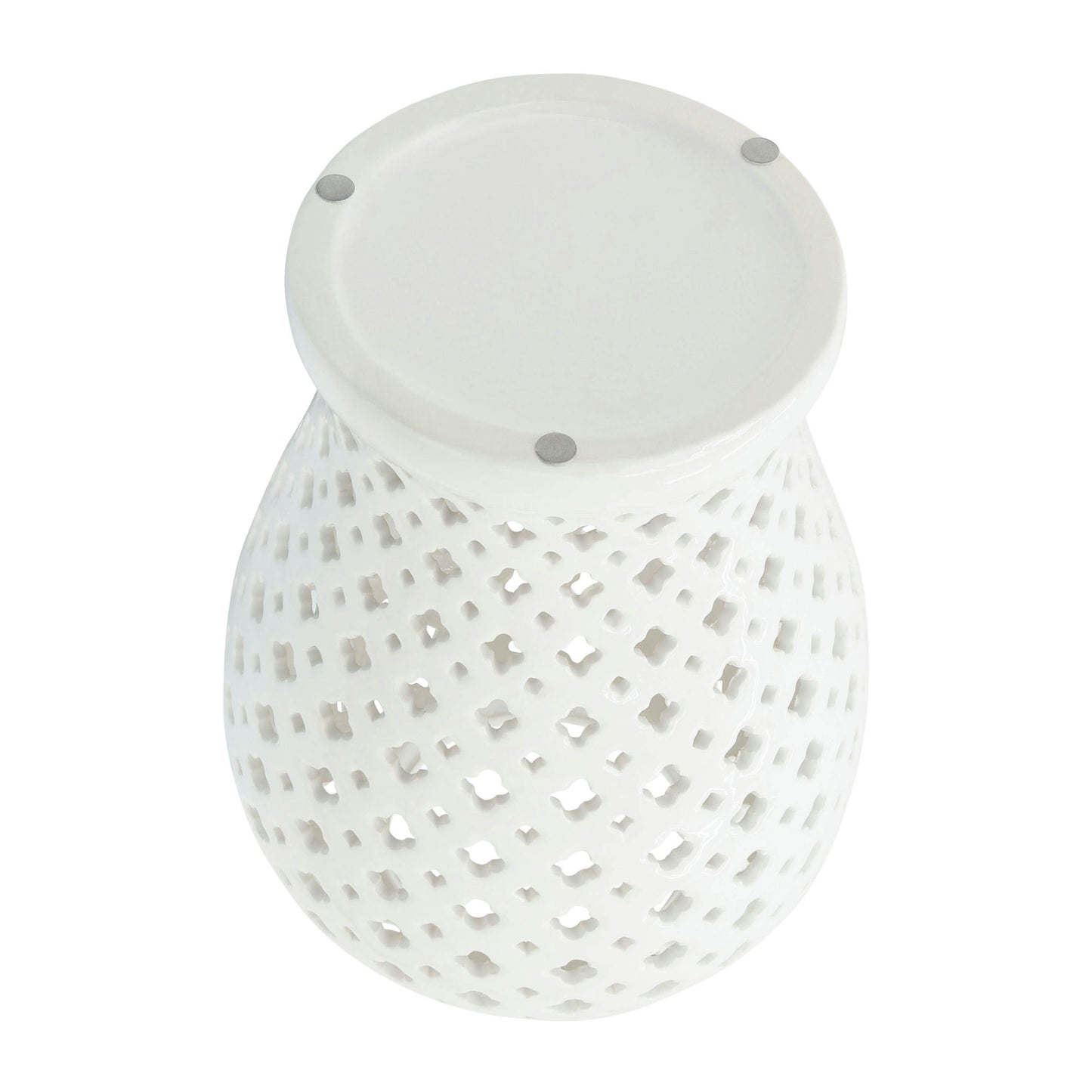 24" Cut-out Clover Temple Jar, White