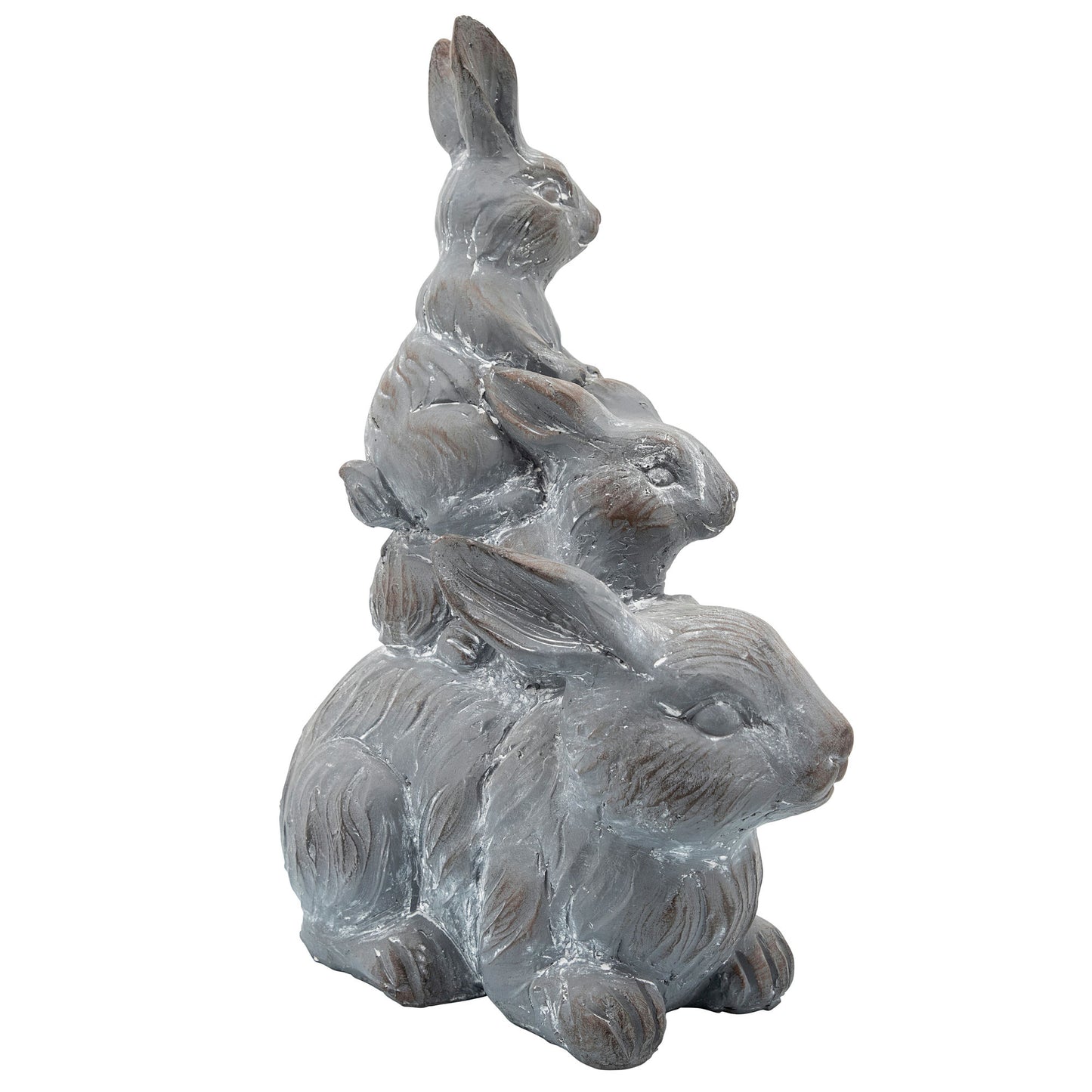 Resin, 16"h Three Bunnies Deco, Gray