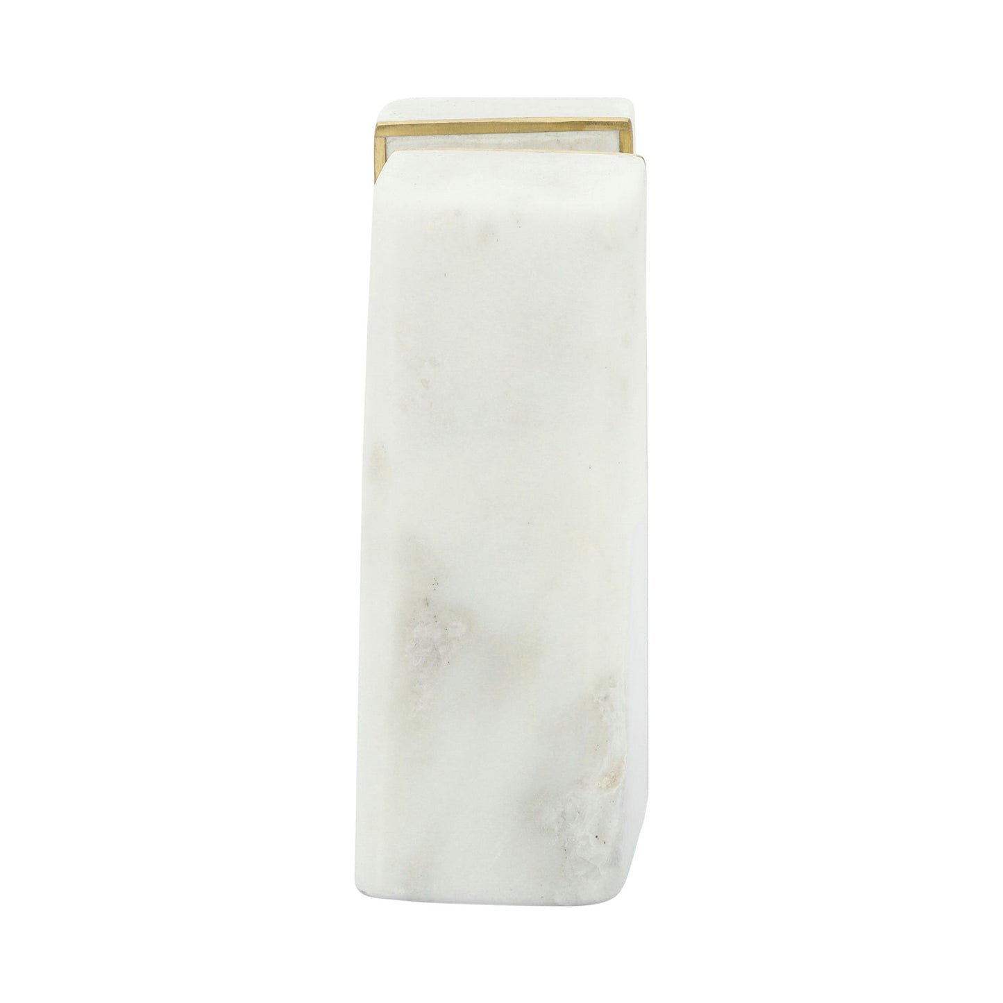 S/2 Marble 7"h Slanted Bookends W/gold Trim,white