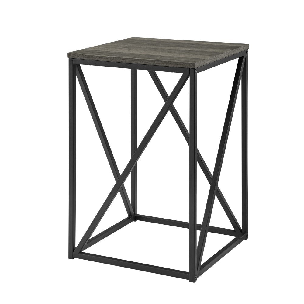 16" Modern Geometric Square Side Table - Slate Gray