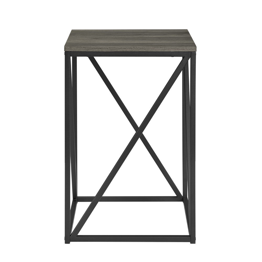 16" Modern Geometric Square Side Table - Slate Gray