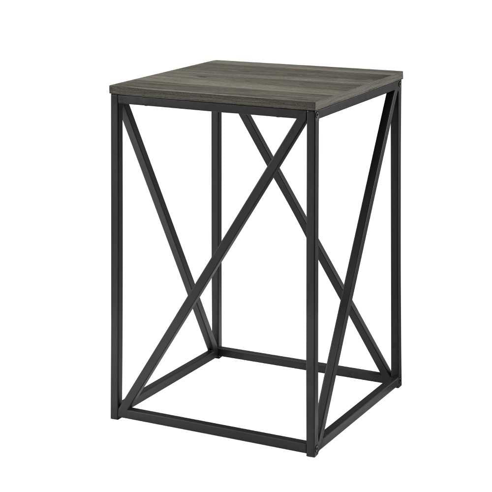 16" Modern Geometric Square Side Table - Slate Gray