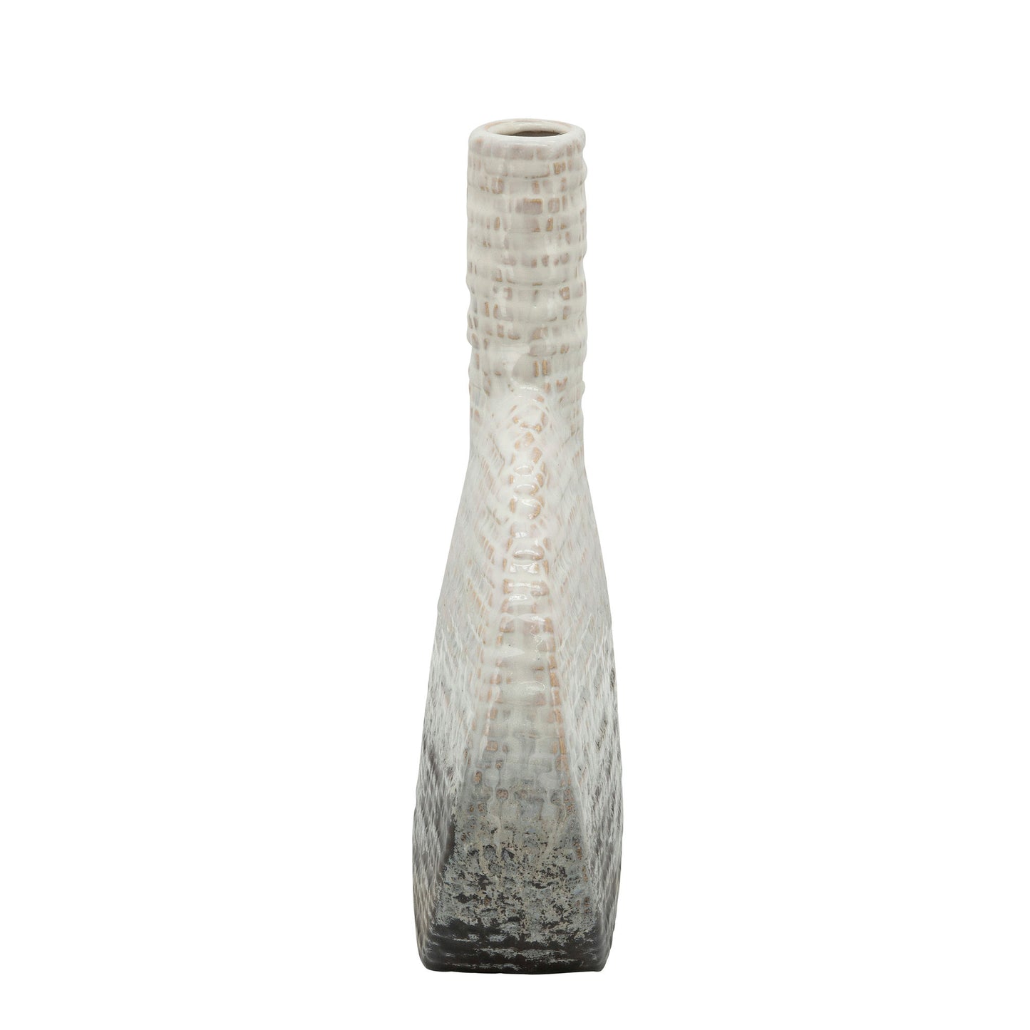 12"h Textured Oval 2-tone Vase, Beige