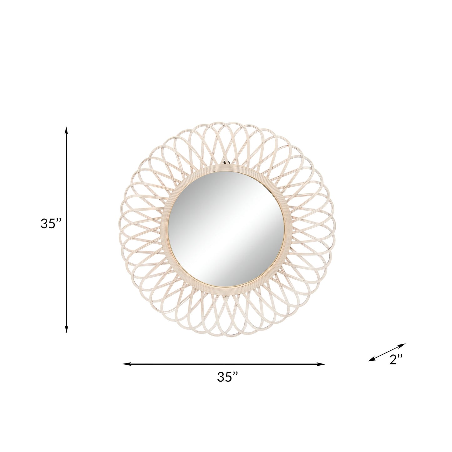Wicker 35" Daisy Mirror, Natural