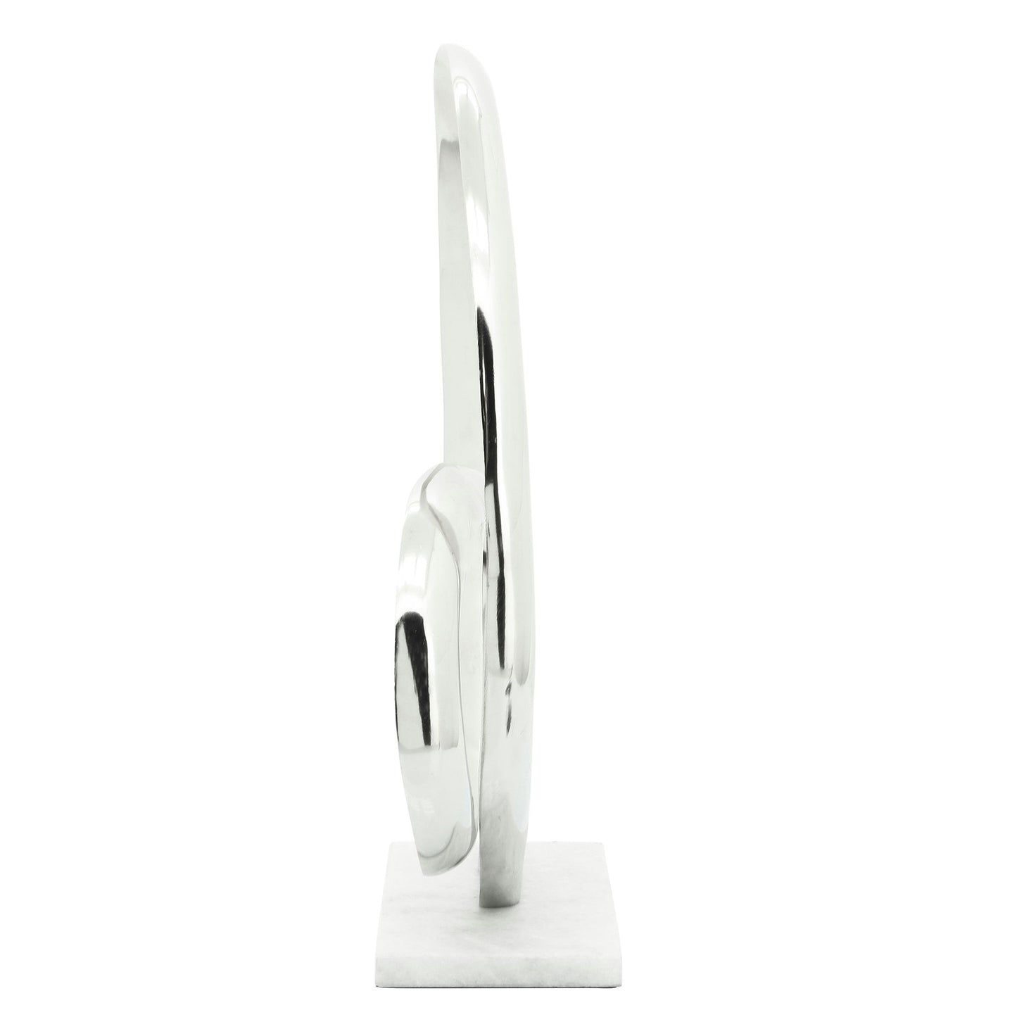 Metal 16"h Loop W/ Marble Base, Silver