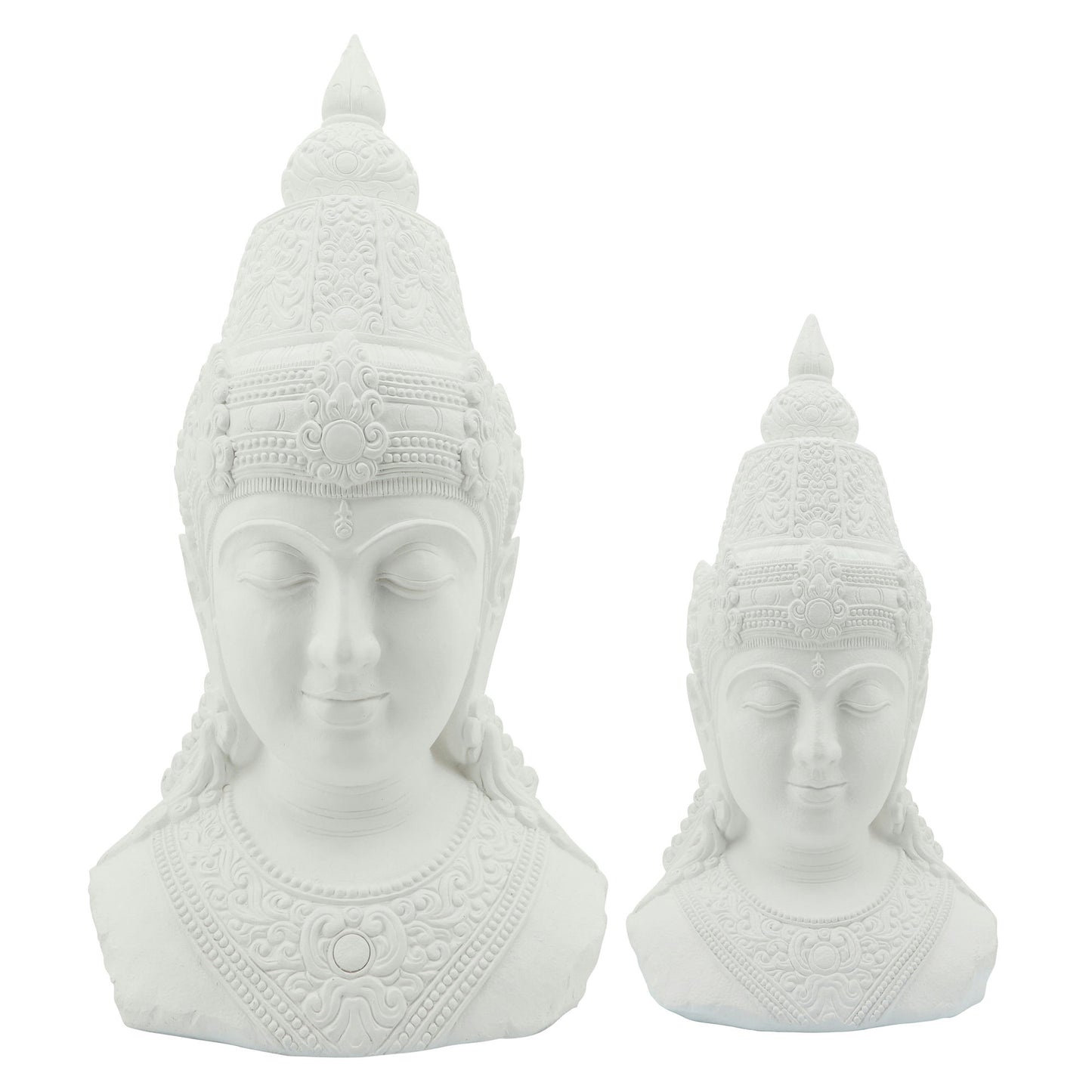 Resin, 42"h Buddha Head, White
