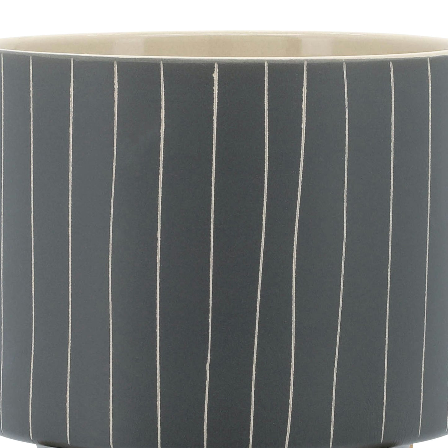 Cer, S/2 5/8" Stripes Planter W/ Stand, Gray