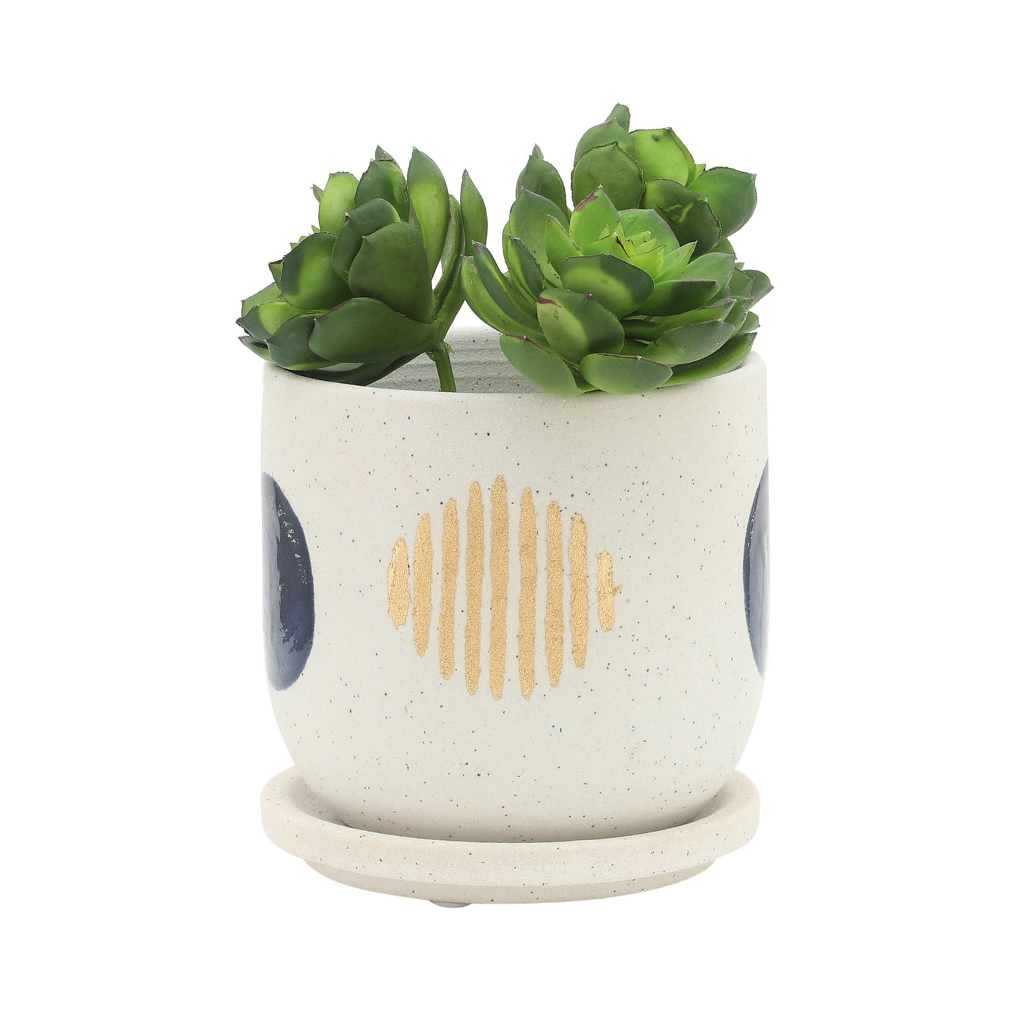 S/2 5/6" Funky Planter W/ Saucer, White