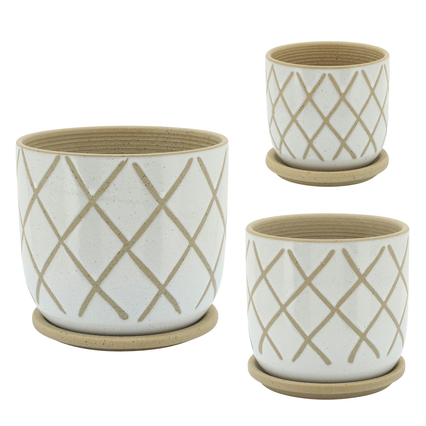 8" Cross Planter W/ Saucer, White