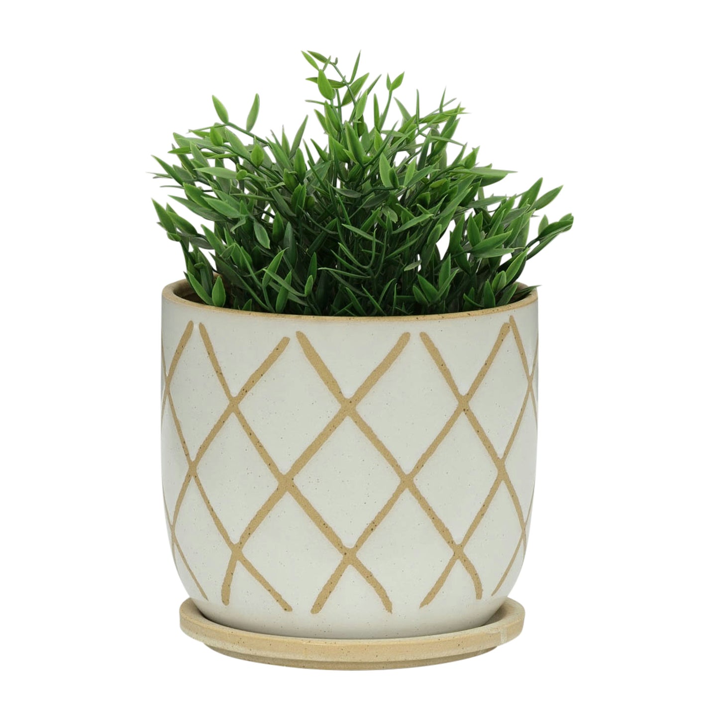 8" Cross Planter W/ Saucer, White