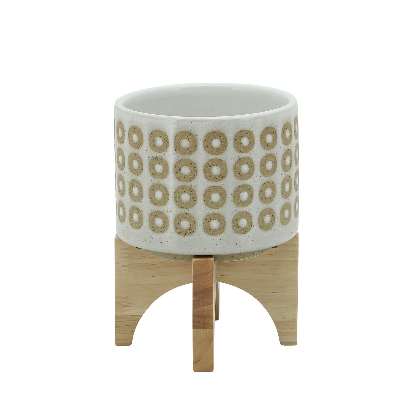 5" Circles Planter W/ Stand, White