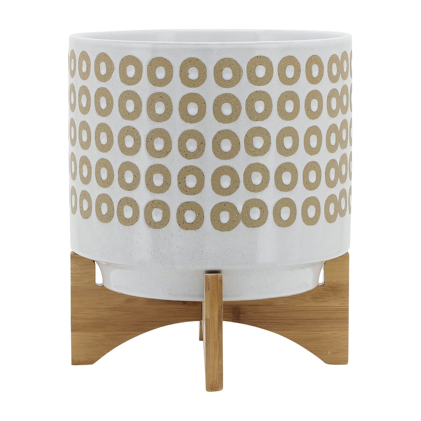 10" Circles Planter W/ Stand, White
