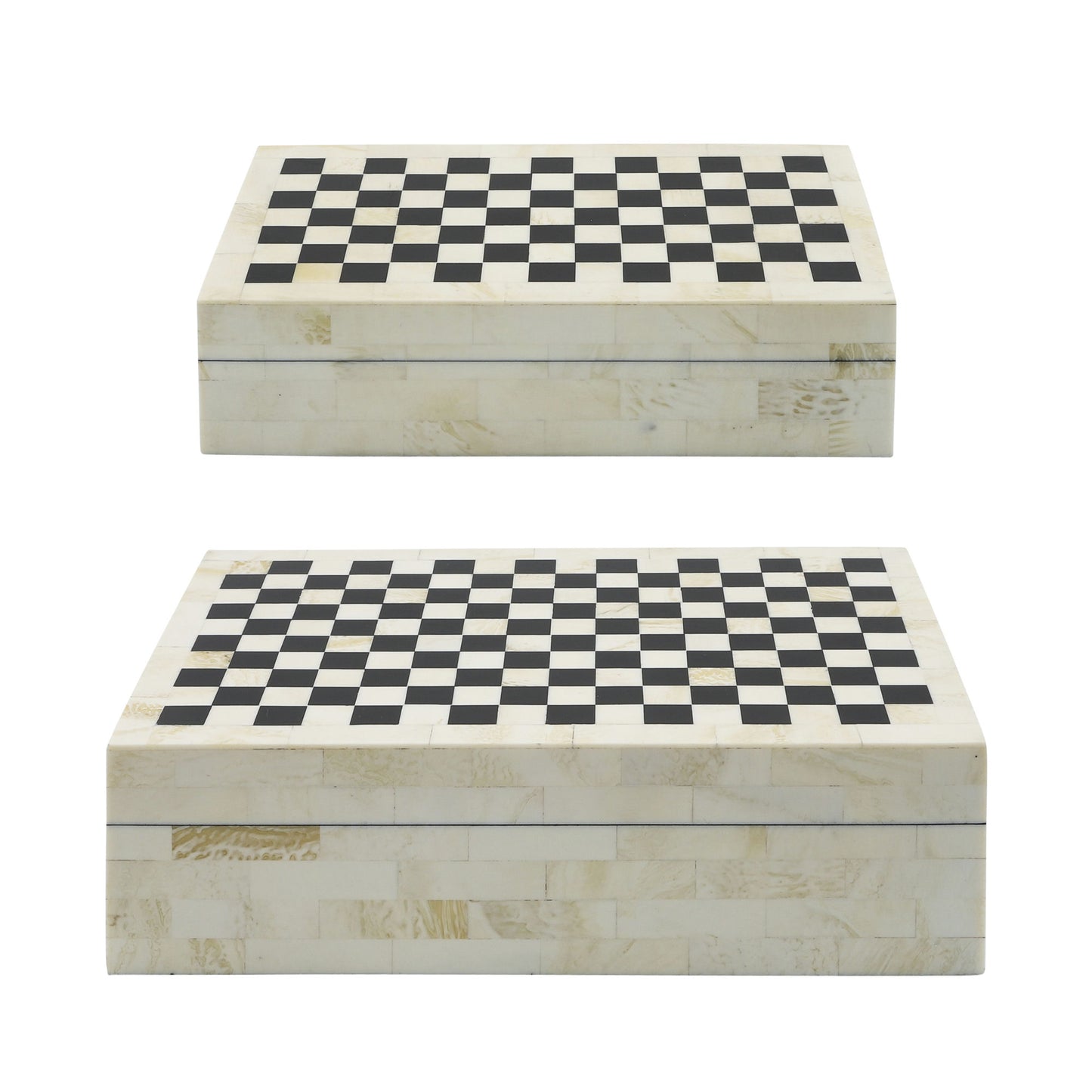 Resin S/2 Checkered Boxes, Black/white