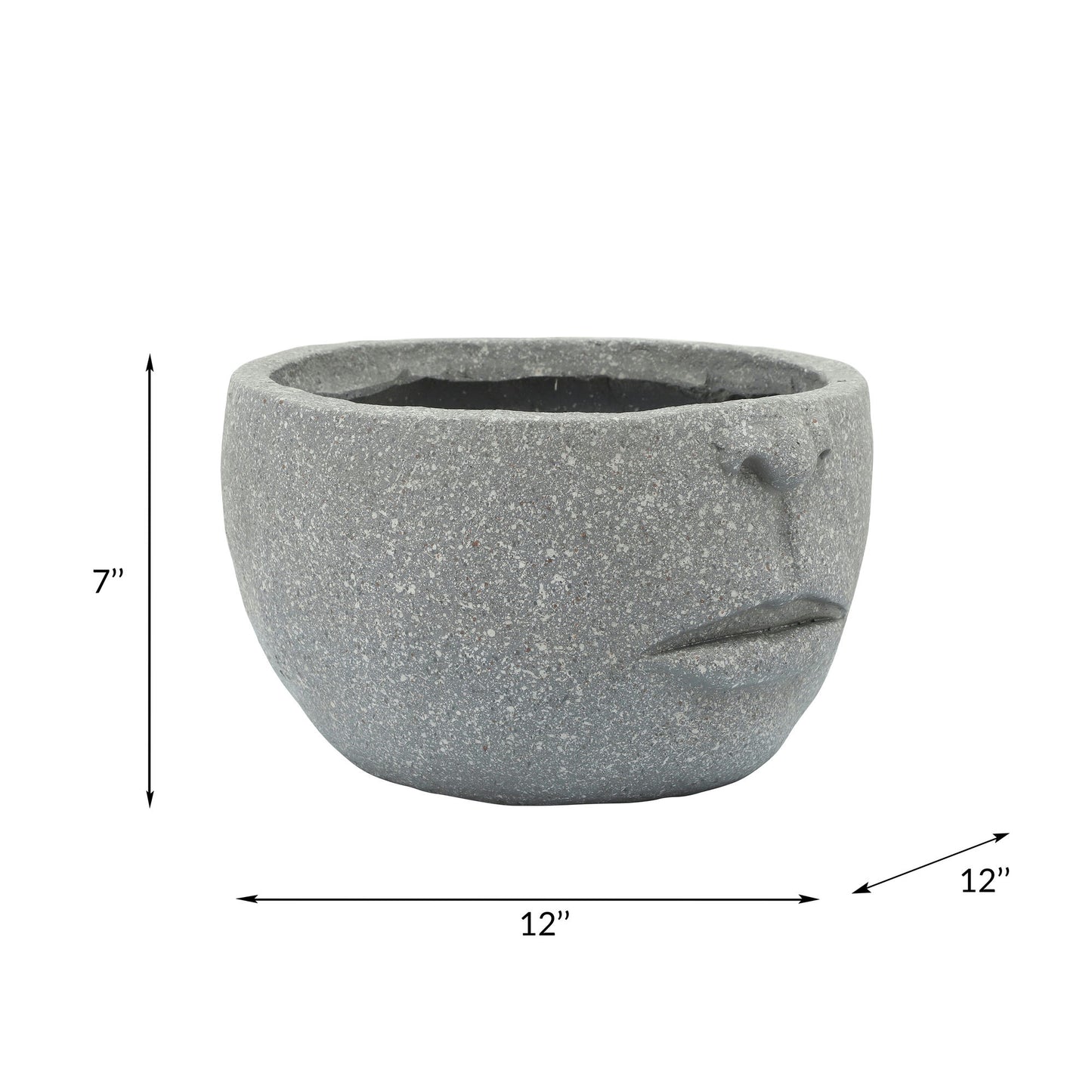 Resin 12" Half-face Planter, Cement