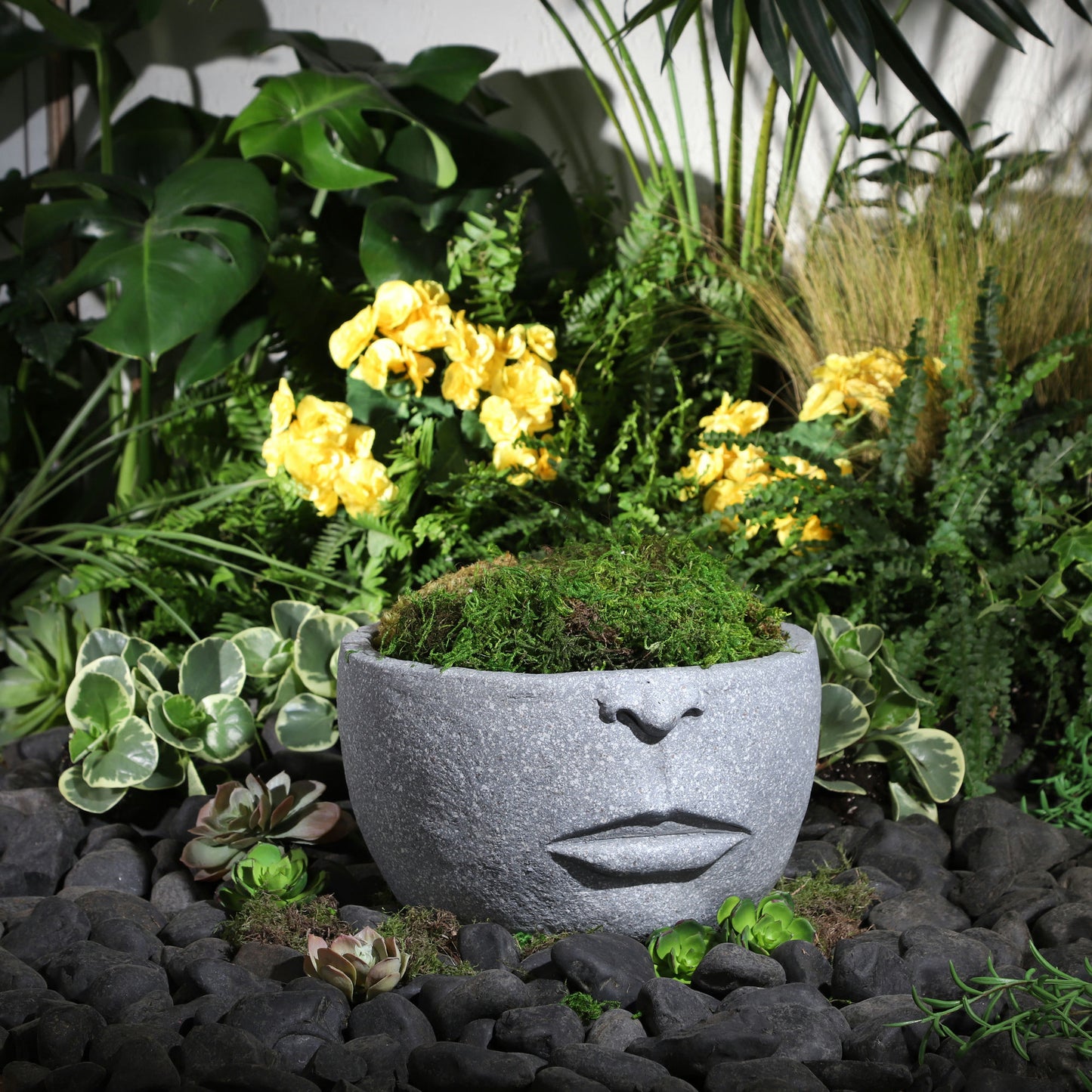 Resin 12" Half-face Planter, Cement