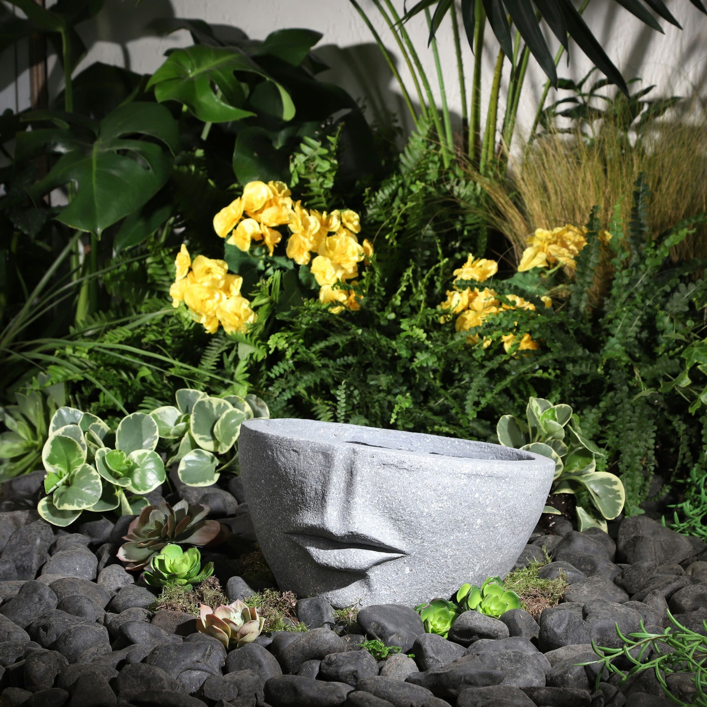 Resin 12" Slanted Half-face Planter, Cement