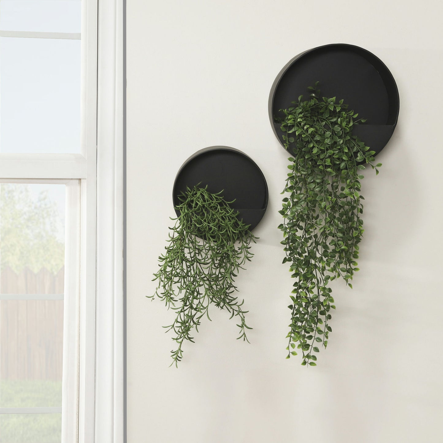 Metal S/2 9/12" Wall Planters, Black