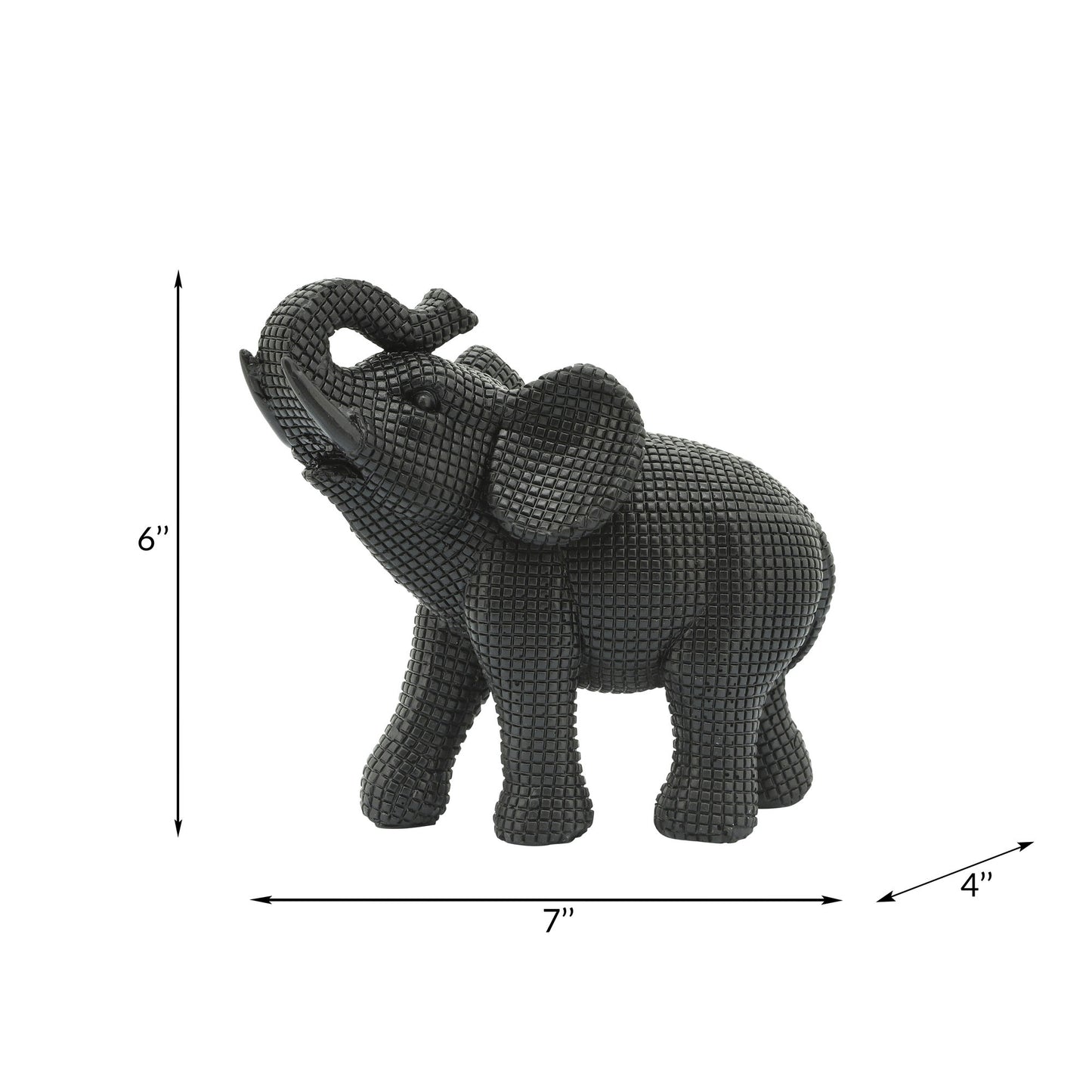 Resin 7" Elephant Table Accent, Black