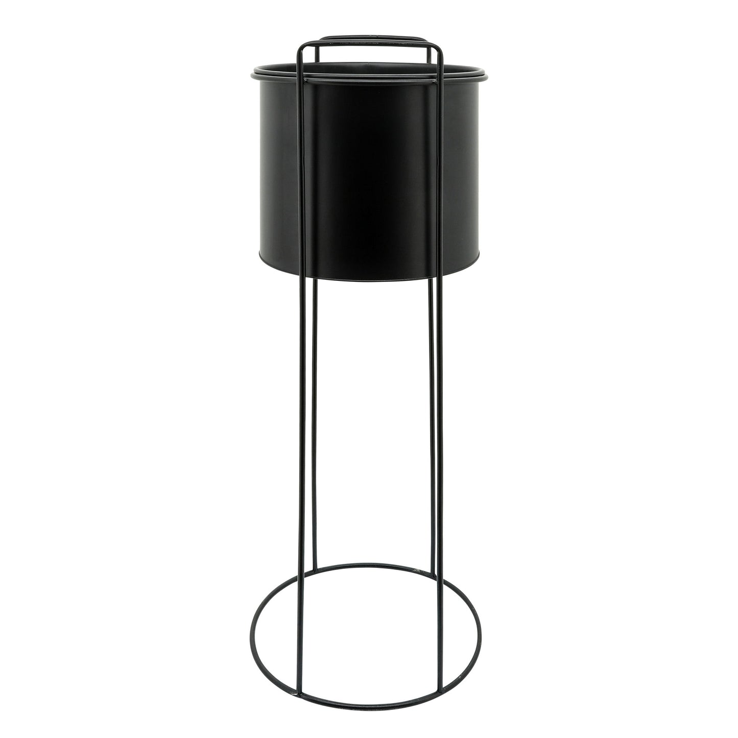 Metal S/3 8/10/12" Round Planters W/ Stand, Black