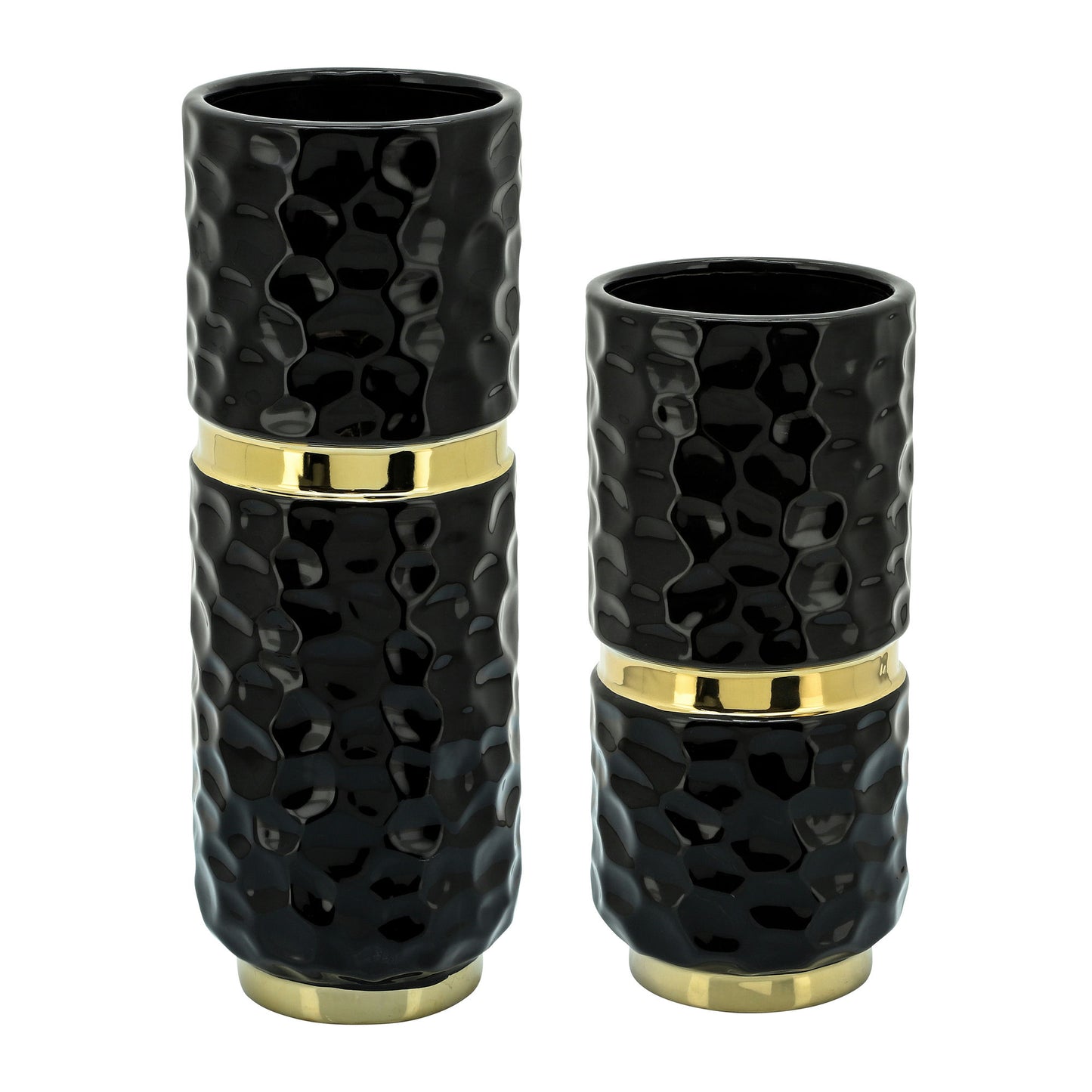 5x10"h Belted Vase, Black/gold