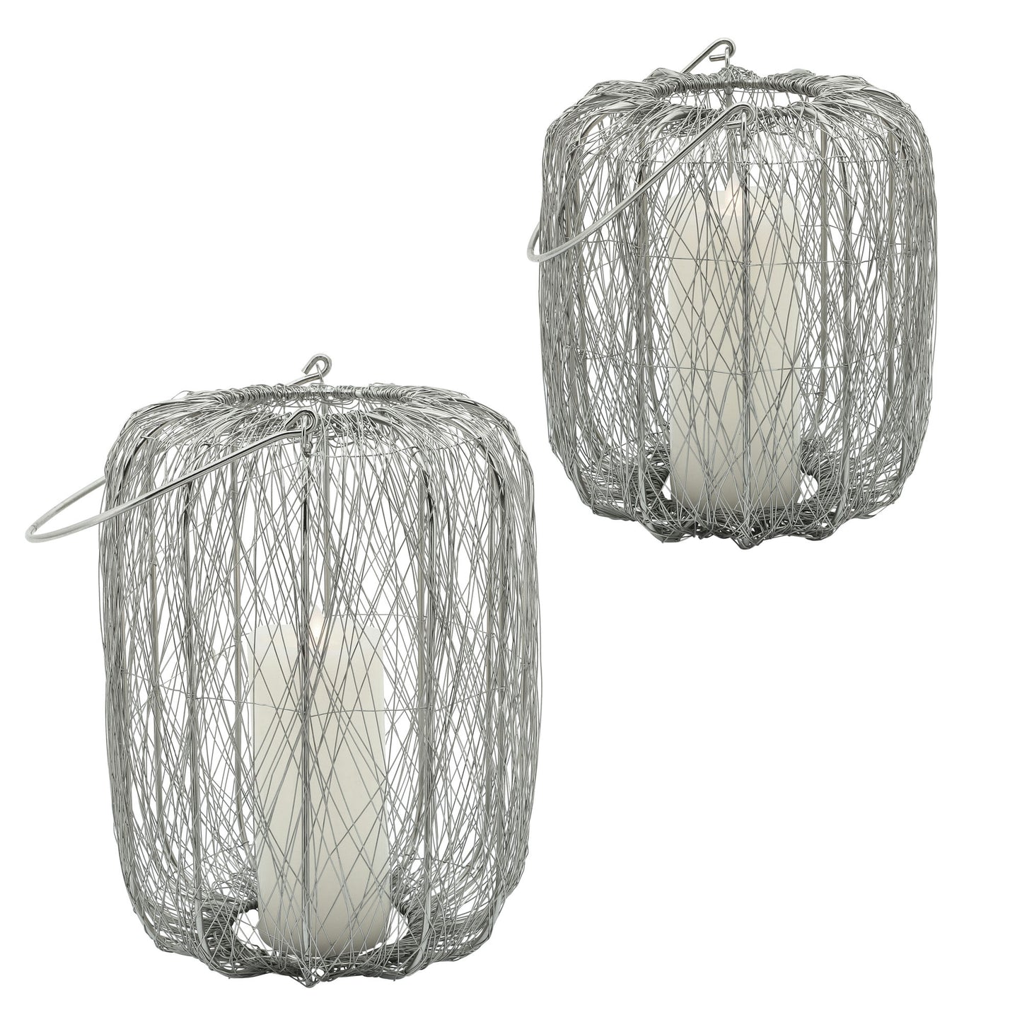 Metal, 10"h Wire Lantern, Silver
