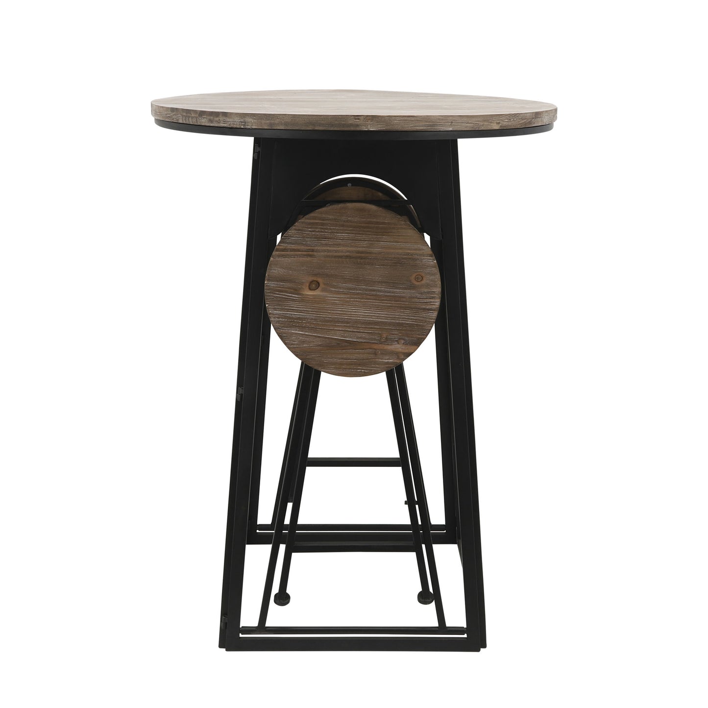 Metal/wood, 41"h Table W/ Folding Chairs, Brown