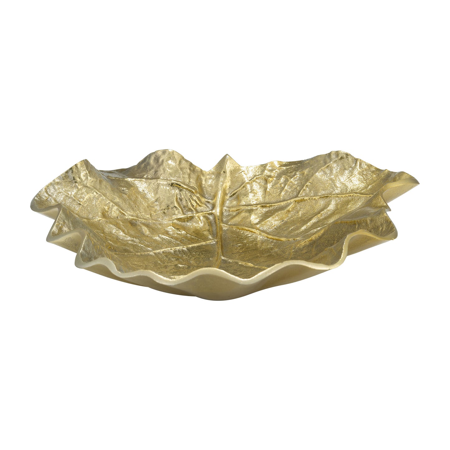 Metal, 13" Round Leaf Tray, Gold