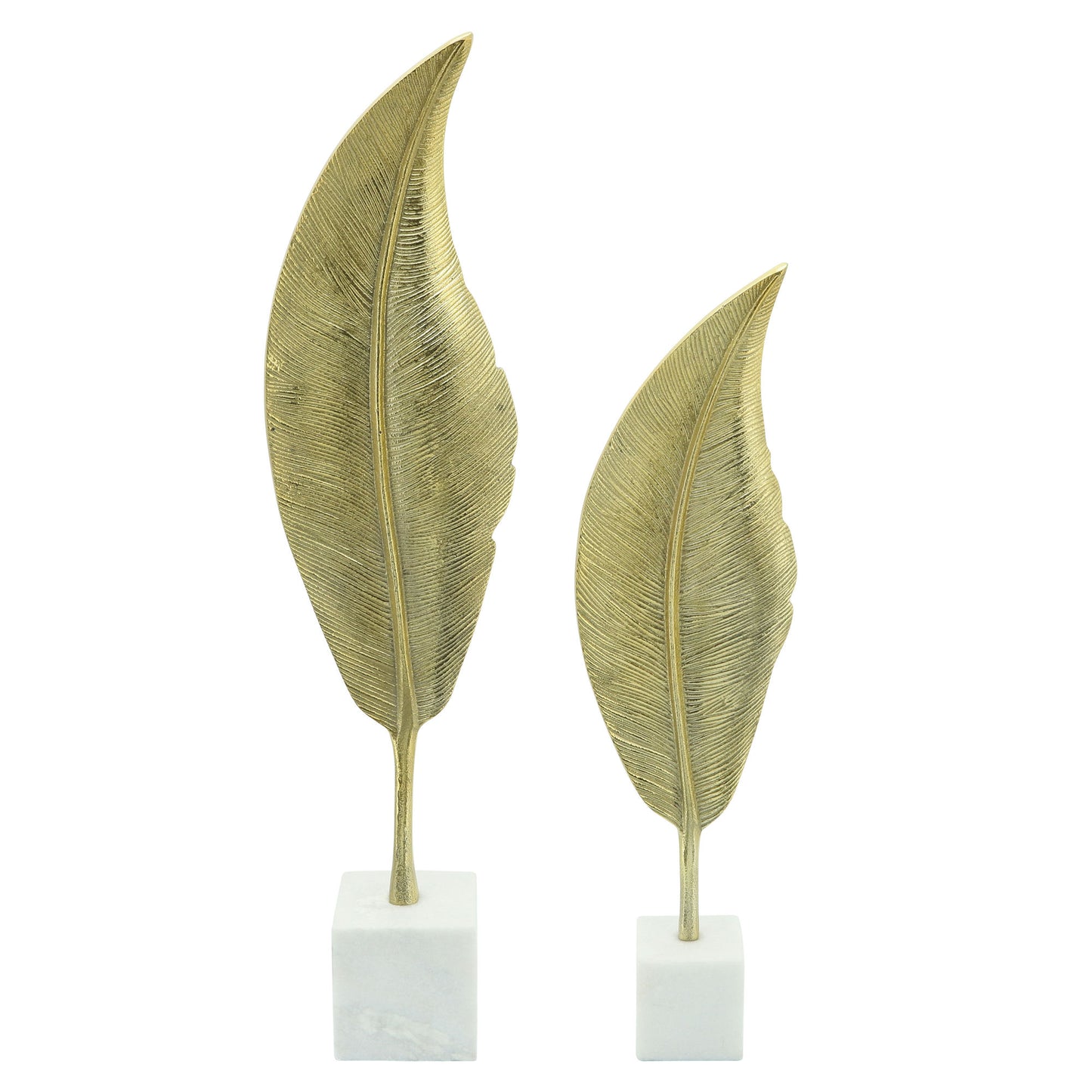 Metal, 22"h Leaf On Stand, Gold