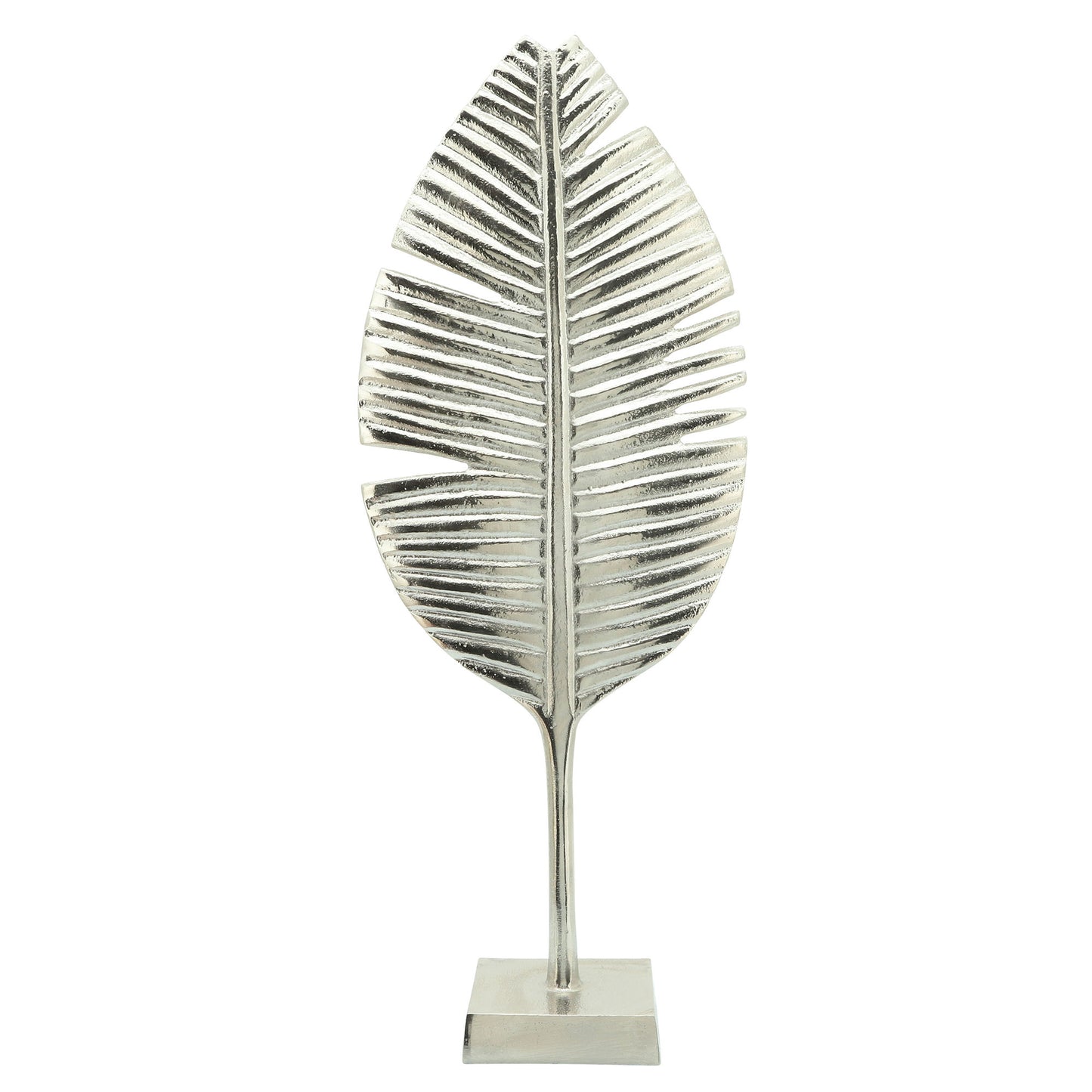 22"h Leaf With Metal Base, Silver