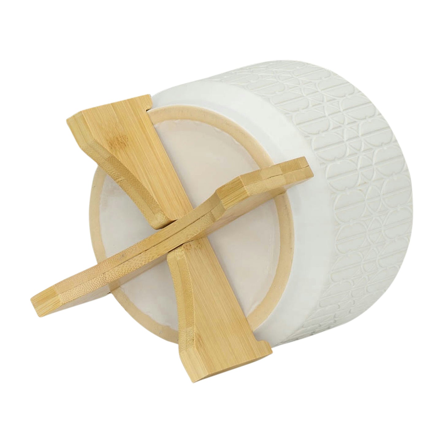 Cer, 7" Abstract Planter On Stand, White