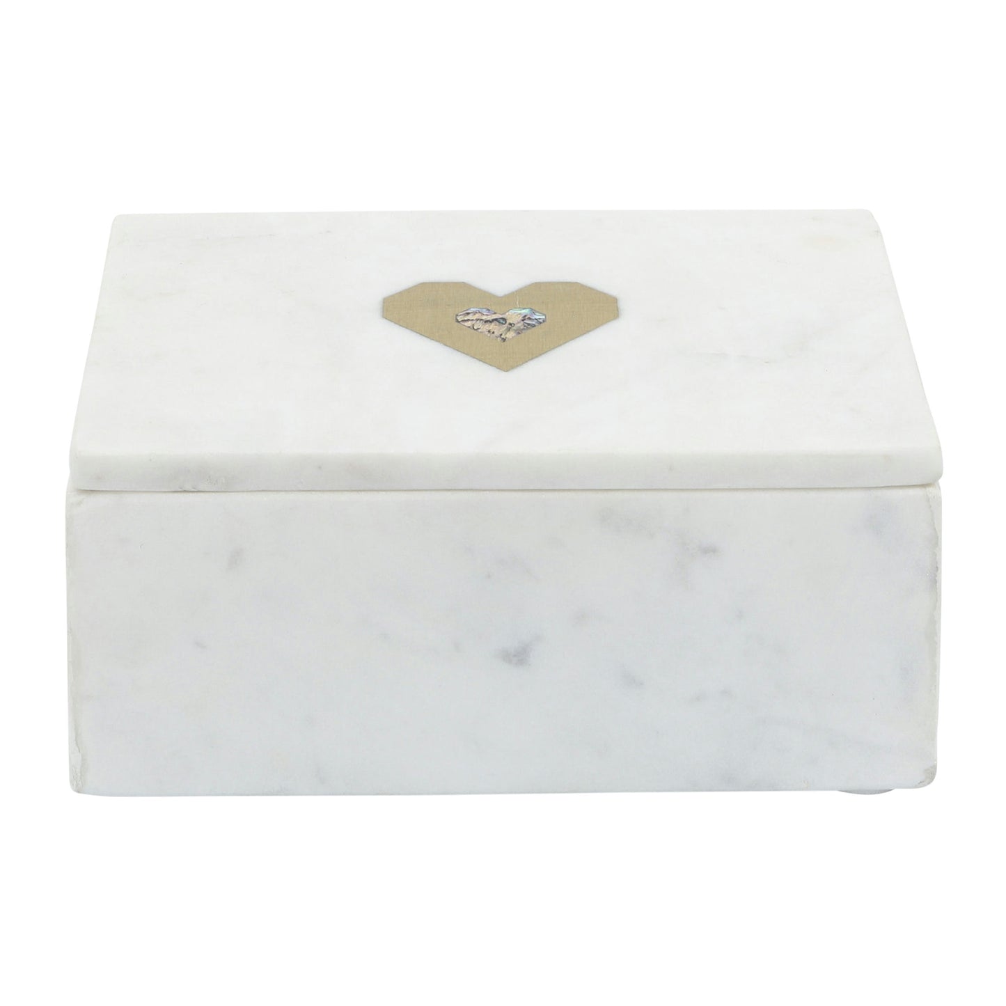 Marble, 7x5 Rectangular Box - Heart, White