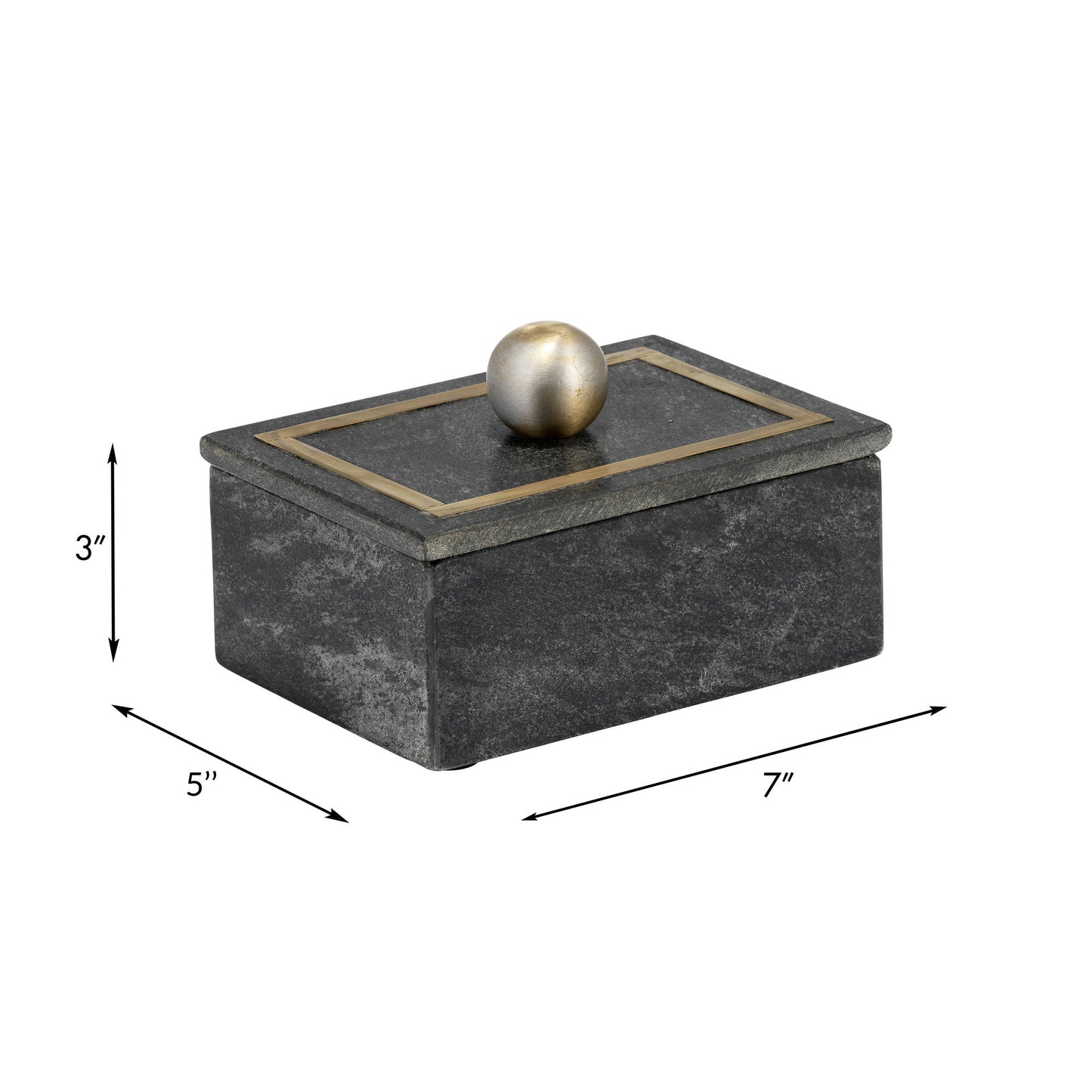 Marble, 7x5 Rectangular Box - Knob, Black