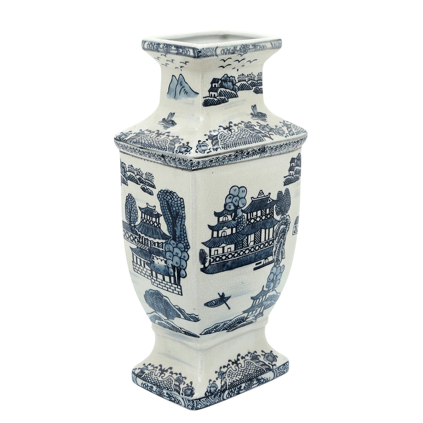 Cer, 15"h Chinoiserie Vase, Blue