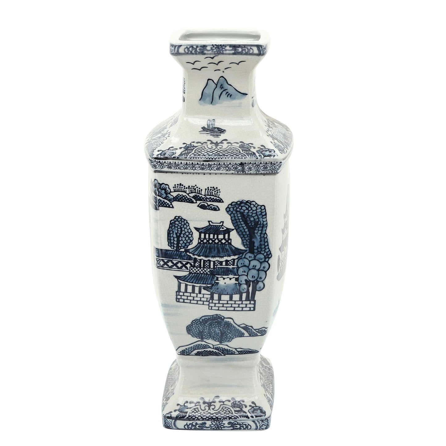 Cer, 15"h Chinoiserie Vase, Blue