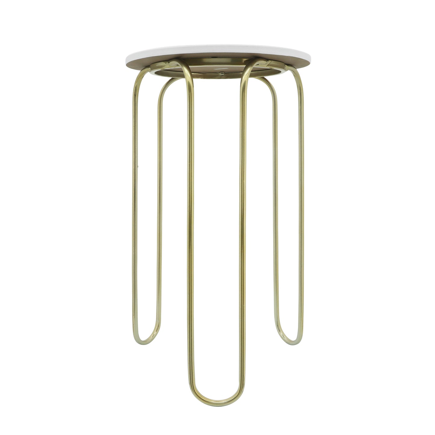 Metal, S/2 22/28" End Tables, White/gld