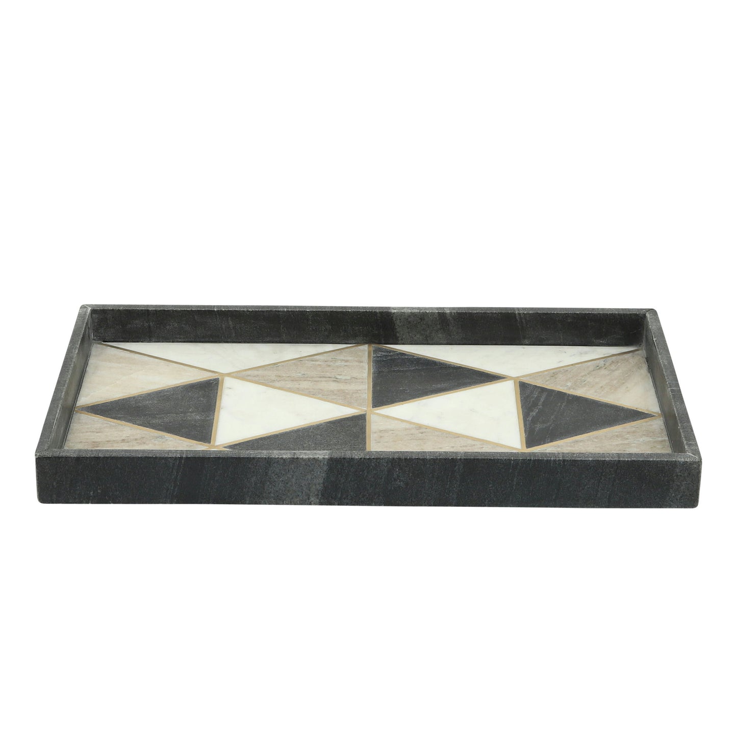 Marble 9x18 Rectangular Tray, Blk/wht