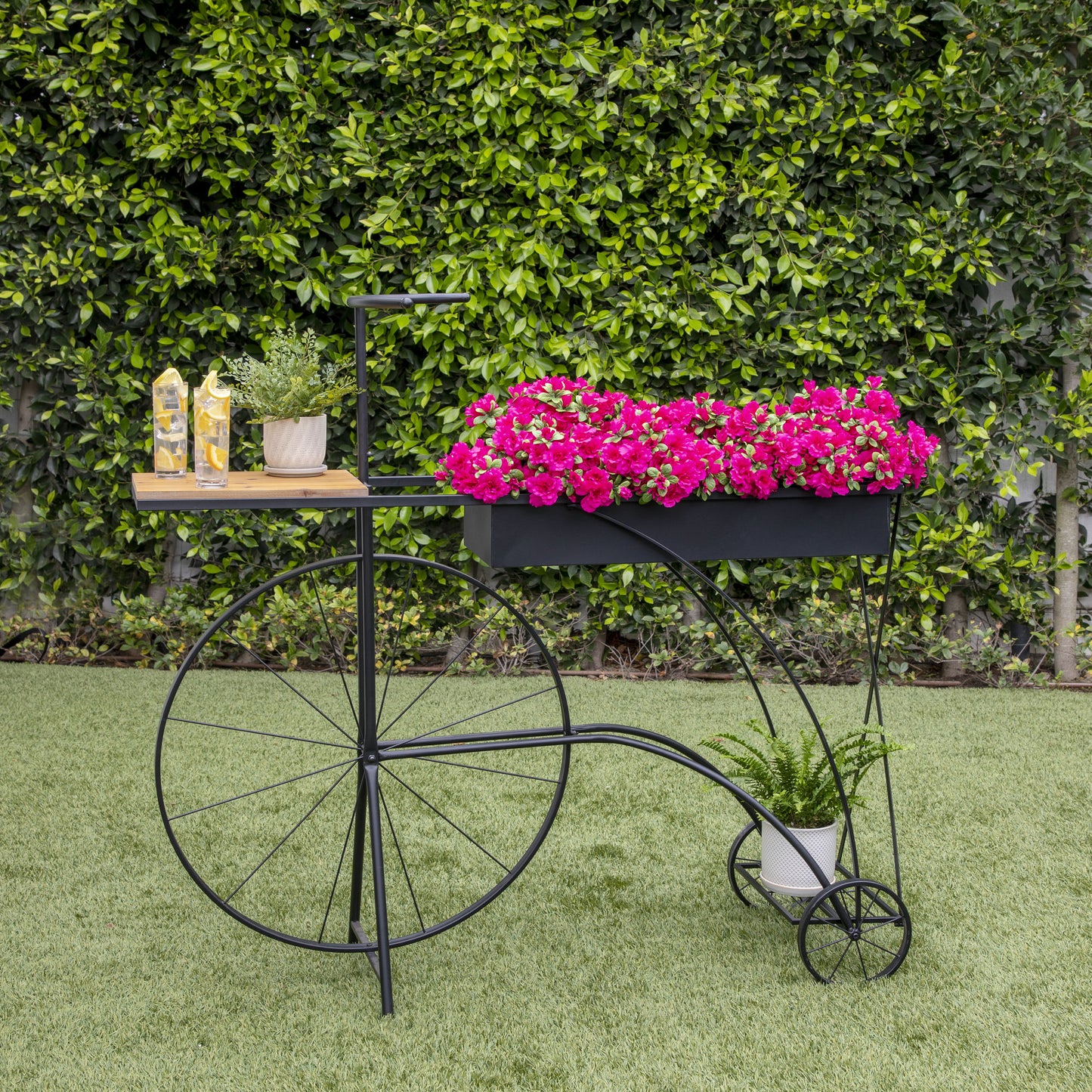 Metal/wood, Bike Planter, Brown/black
