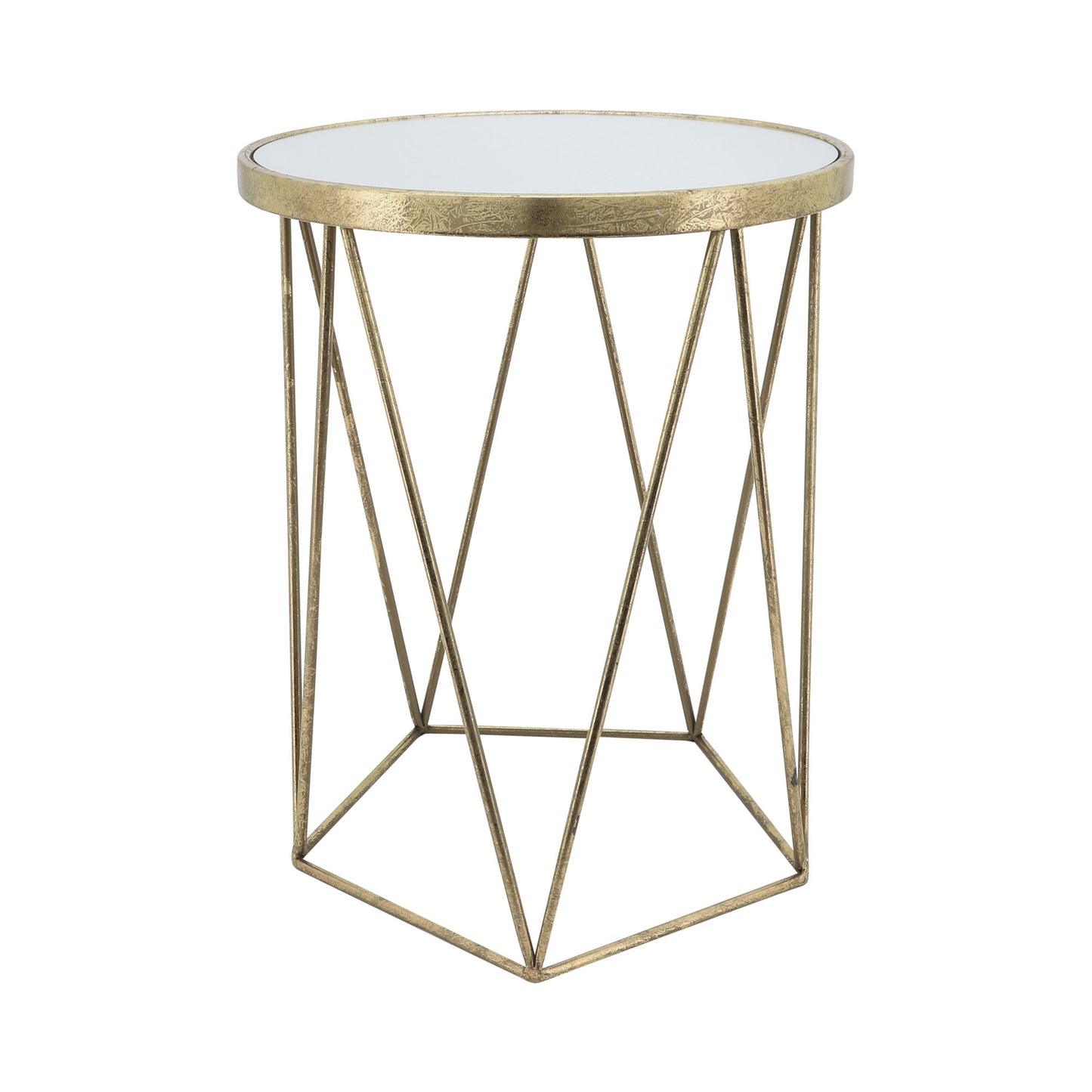 Metal, S/2 20/24"h Side Tables Mirror Top, Gold