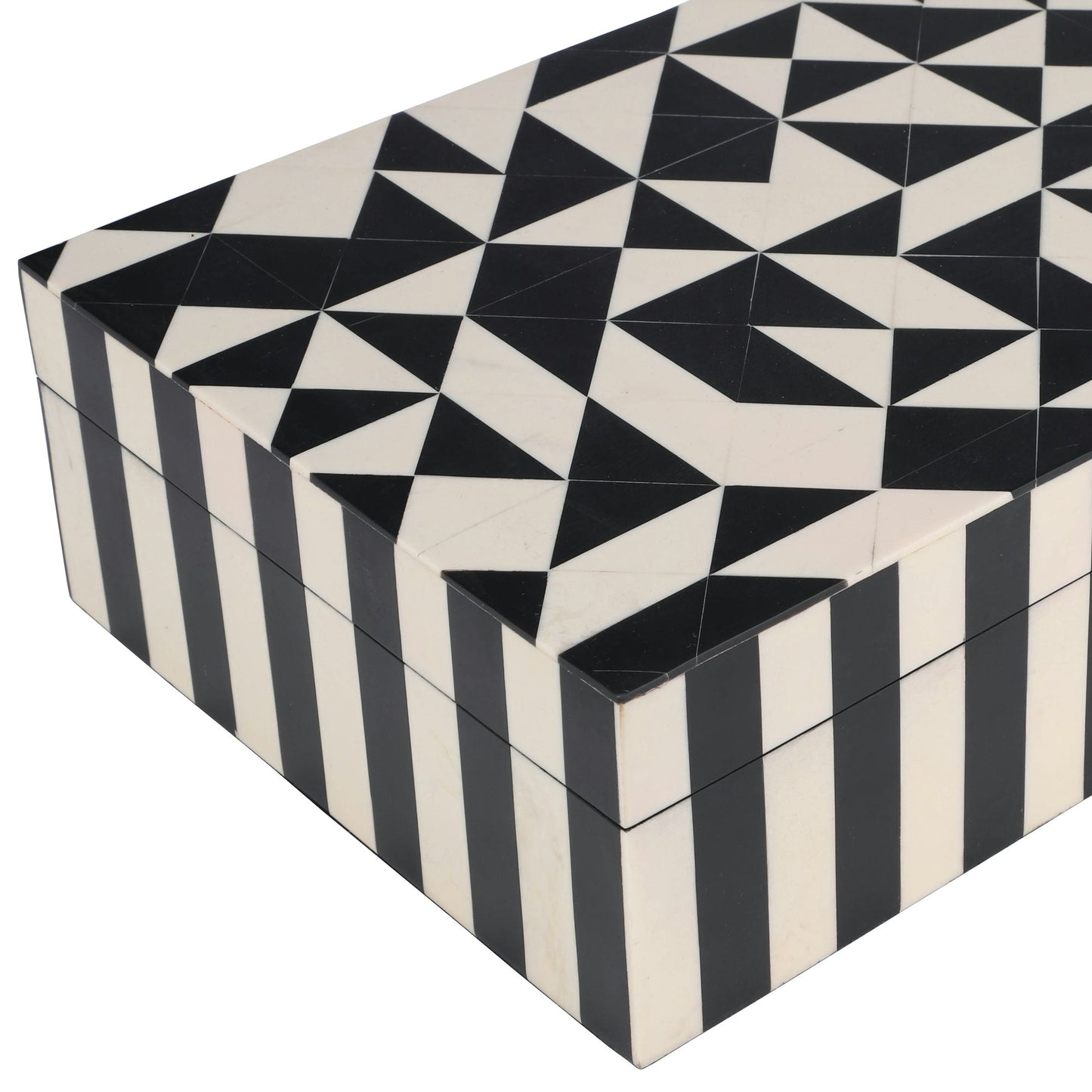 Resin, S/2 10/12" Harlequin Boxes, Black/white